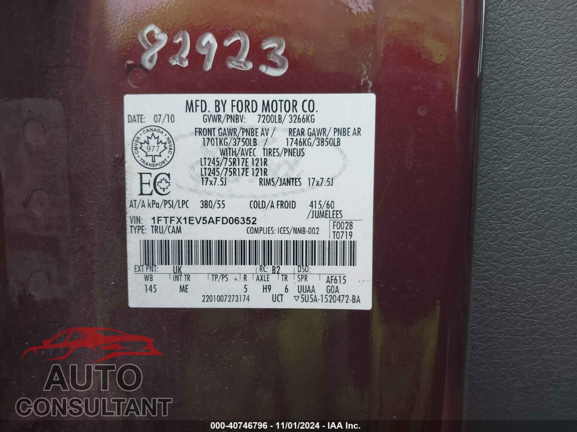 FORD F-150 2010 - 1FTFX1EV5AFD06352