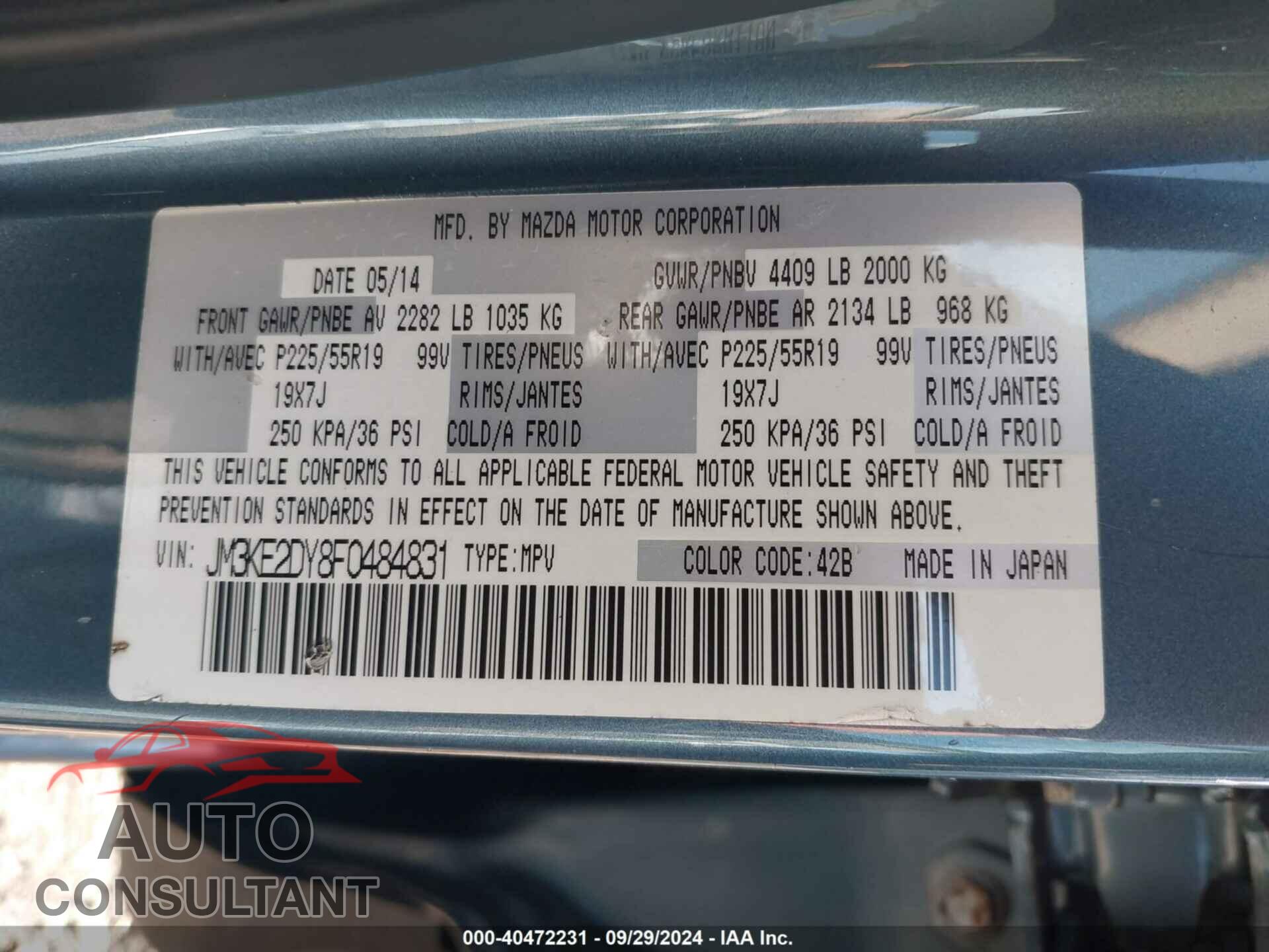 MAZDA CX-5 2015 - JM3KE2DY8F0484831