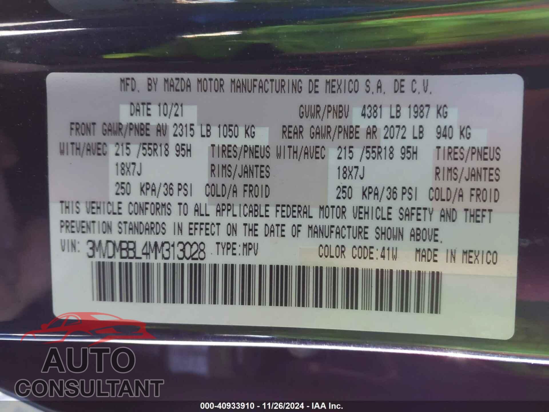 MAZDA CX-30 2021 - 3MVDMBBL4MM313028