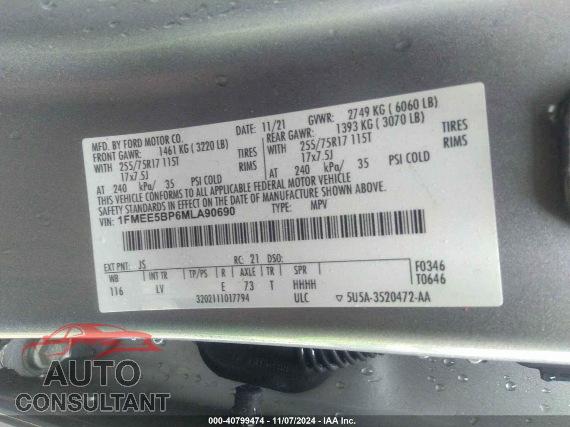 FORD BRONCO 2021 - 1FMEE5BP6MLA90690