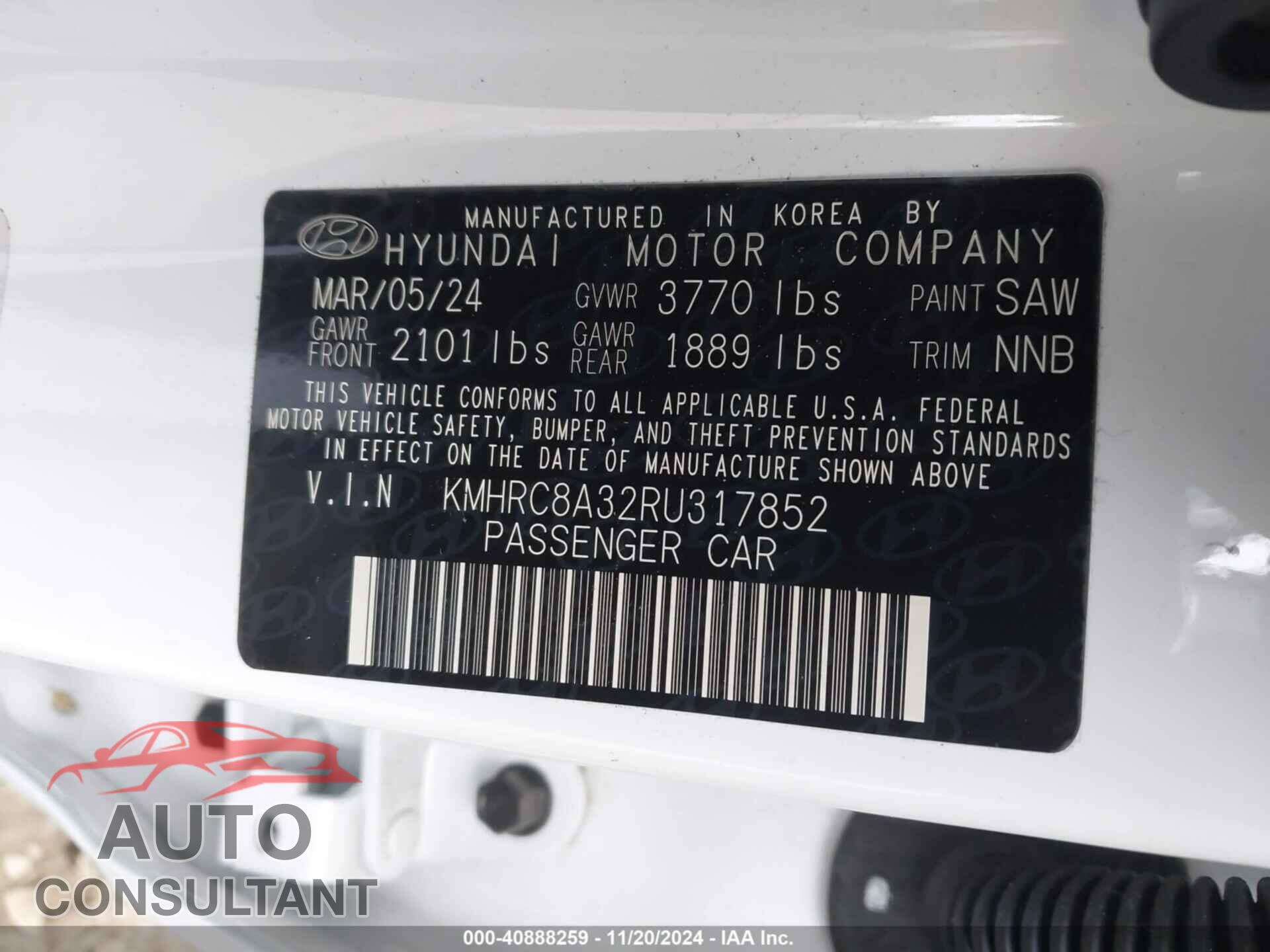 HYUNDAI VENUE 2024 - KMHRC8A32RU317852