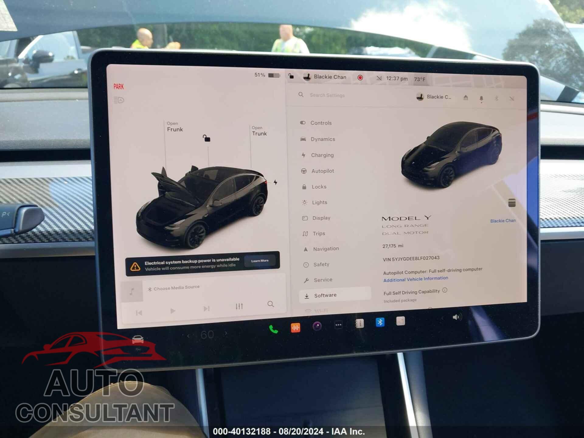 TESLA MODEL Y 2020 - 5YJYGDEE8LF027043