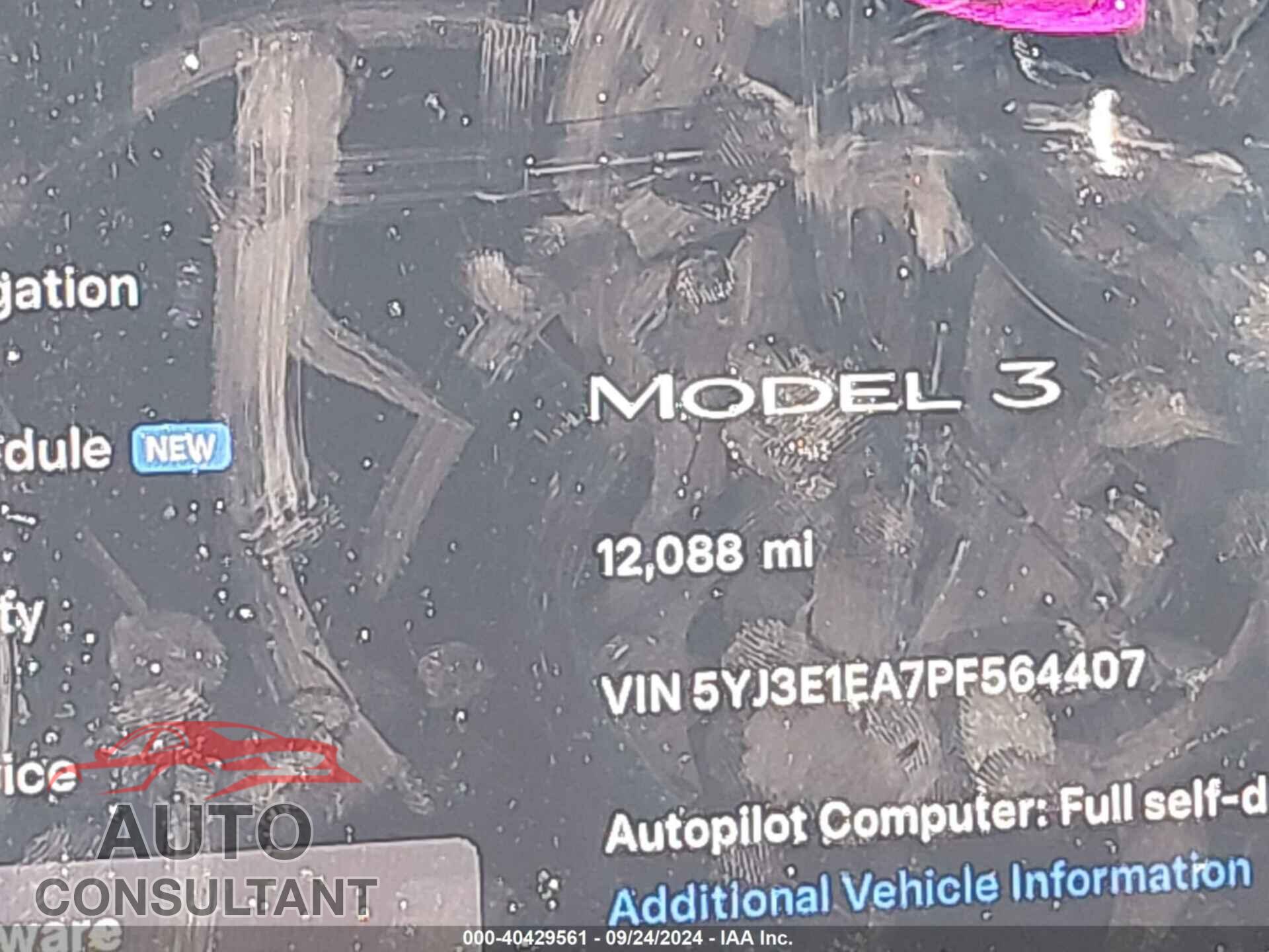 TESLA MODEL 3 2023 - 5YJ3E1EA7PF564407
