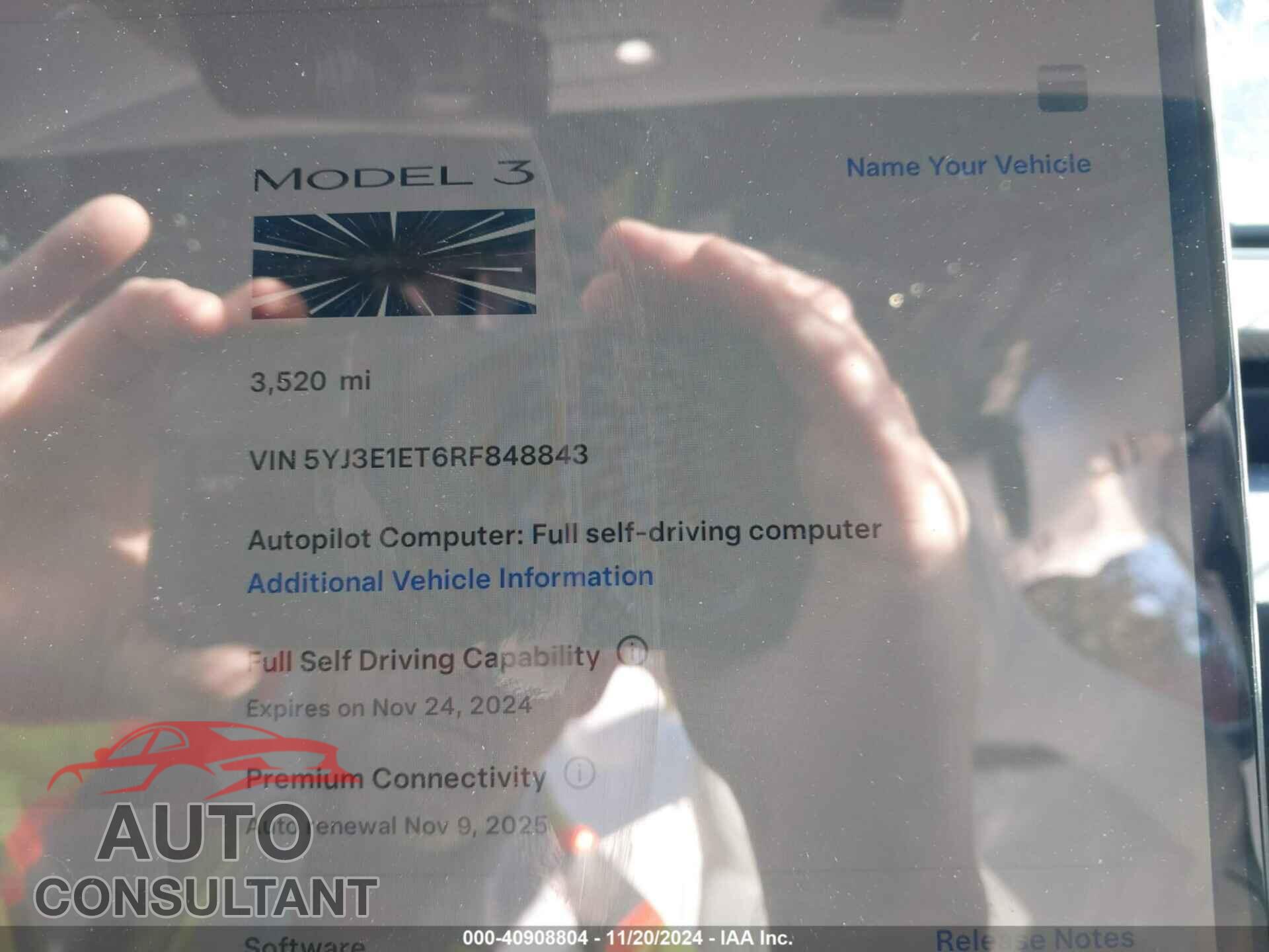 TESLA MODEL 3 2024 - 5YJ3E1ET6RF848843