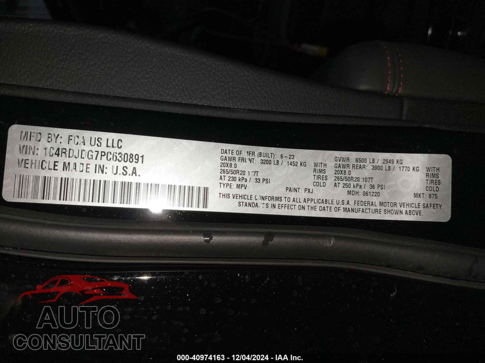 DODGE DURANGO 2023 - 1C4RDJDG7PC630891