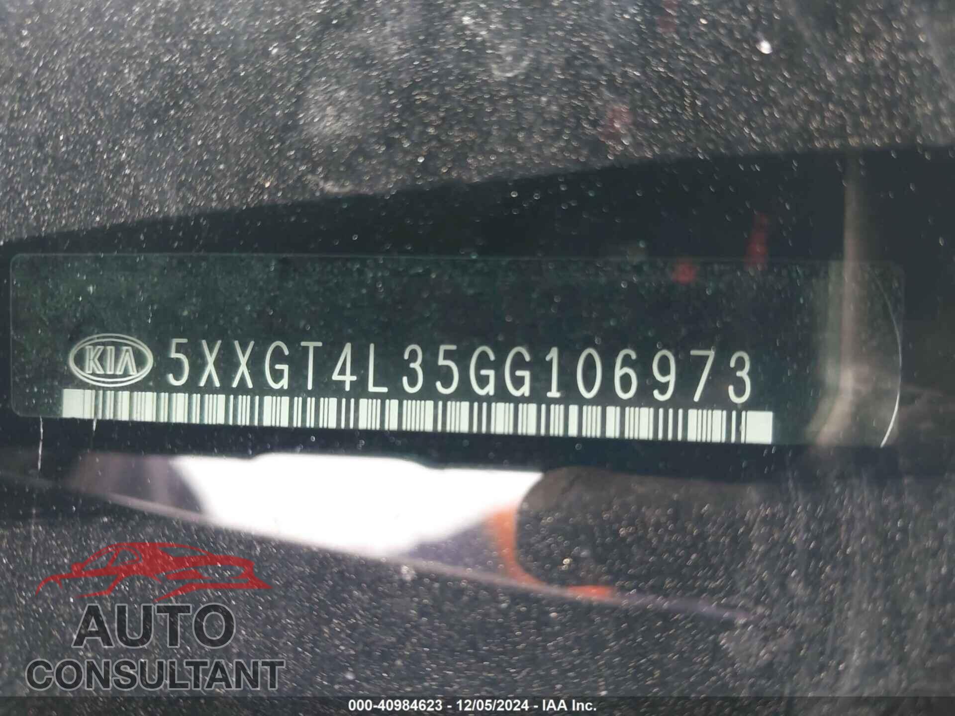 KIA OPTIMA 2016 - 5XXGT4L35GG106973