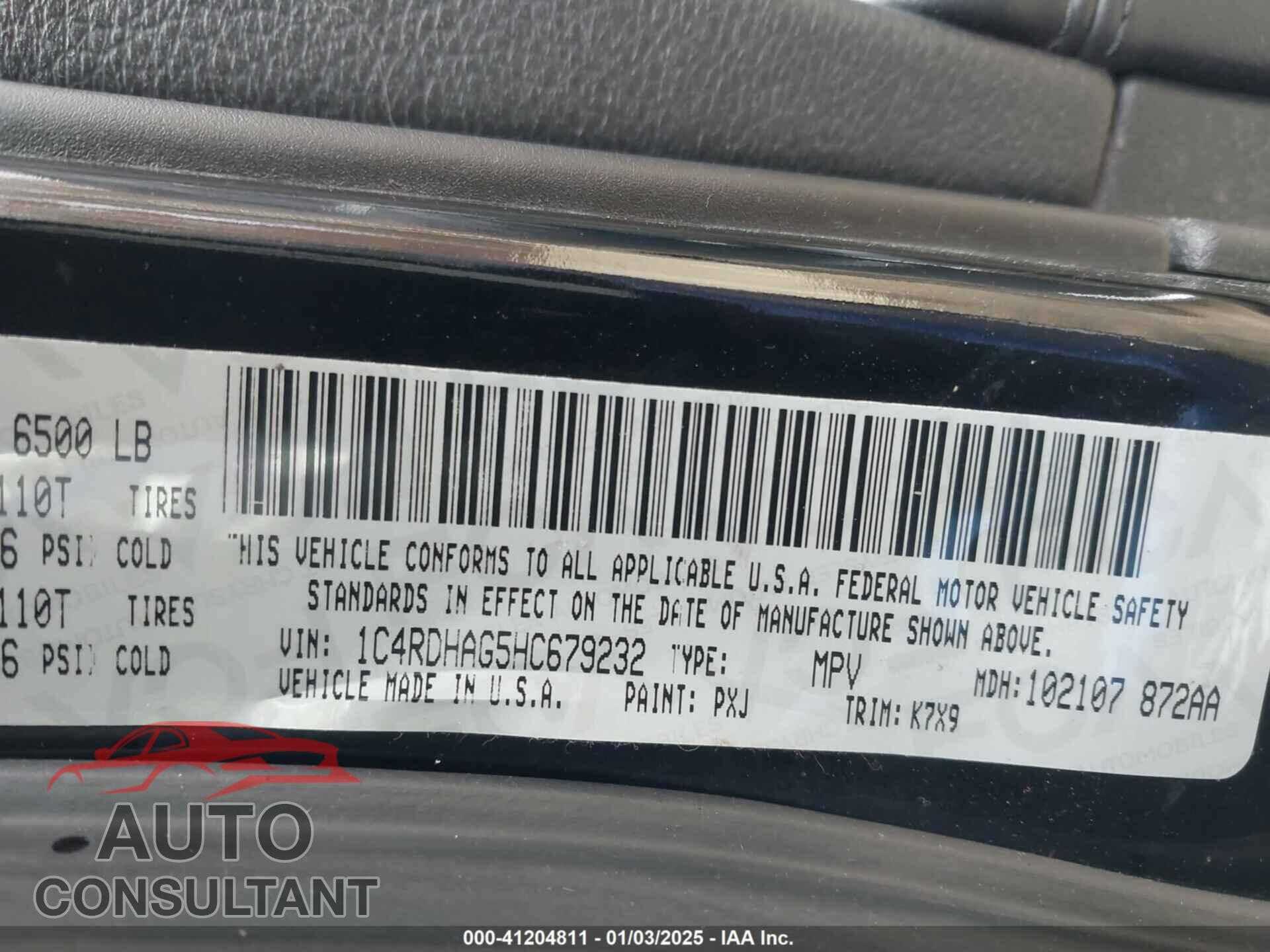 DODGE DURANGO 2017 - 1C4RDHAG5HC679232
