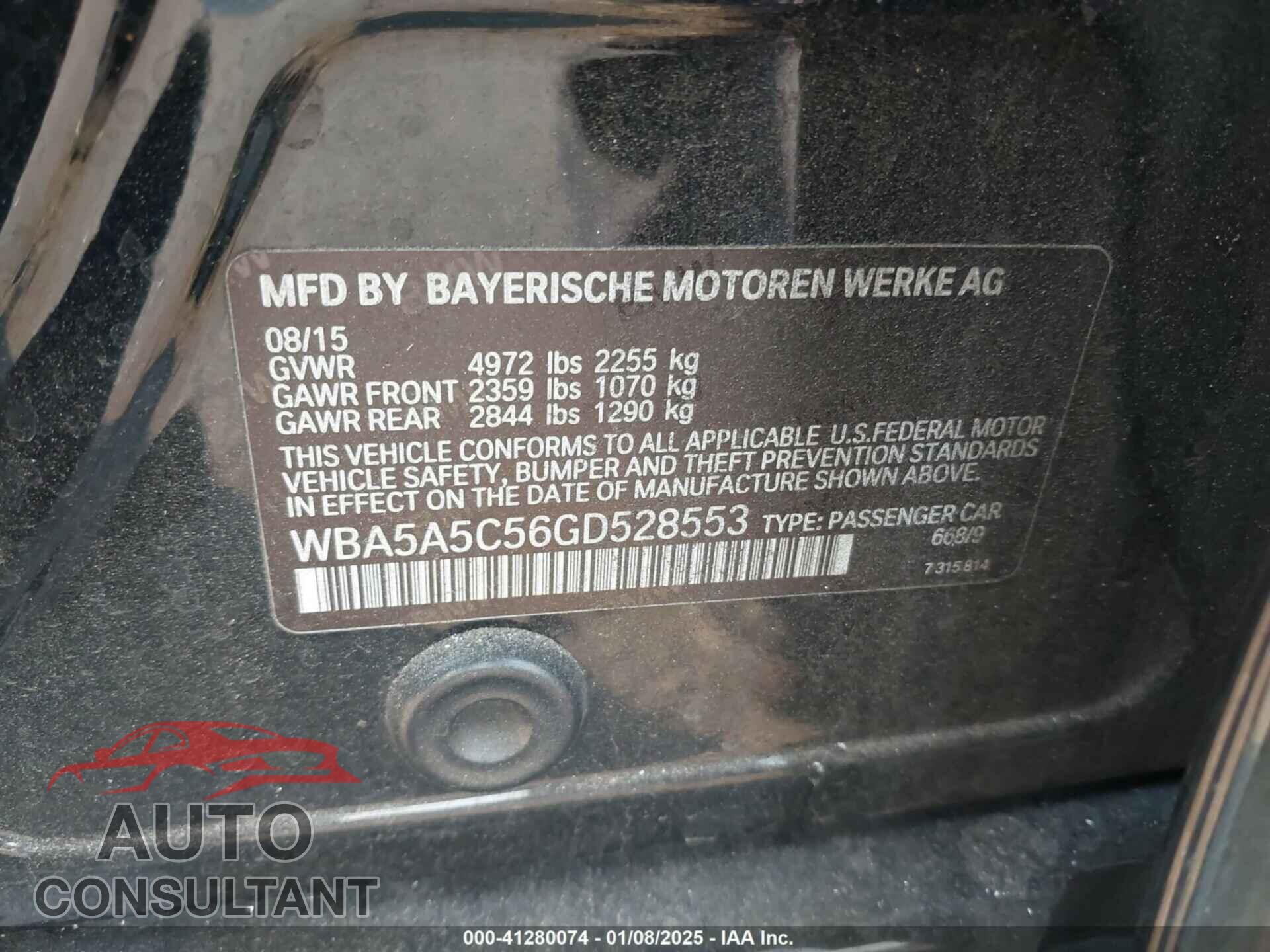 BMW 528I 2016 - WBA5A5C56GD528553