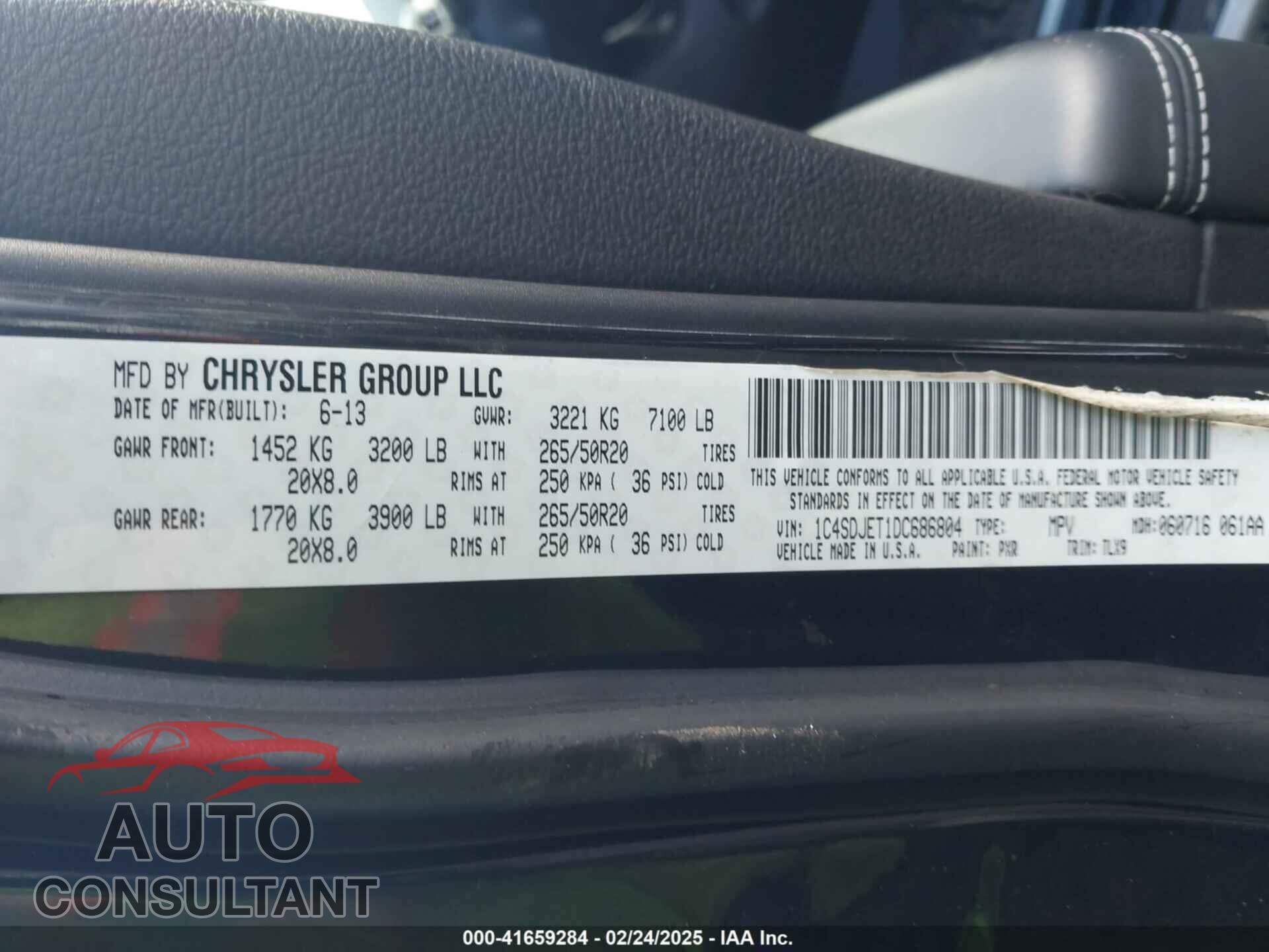 DODGE DURANGO 2013 - 1C4SDJET1DC686804
