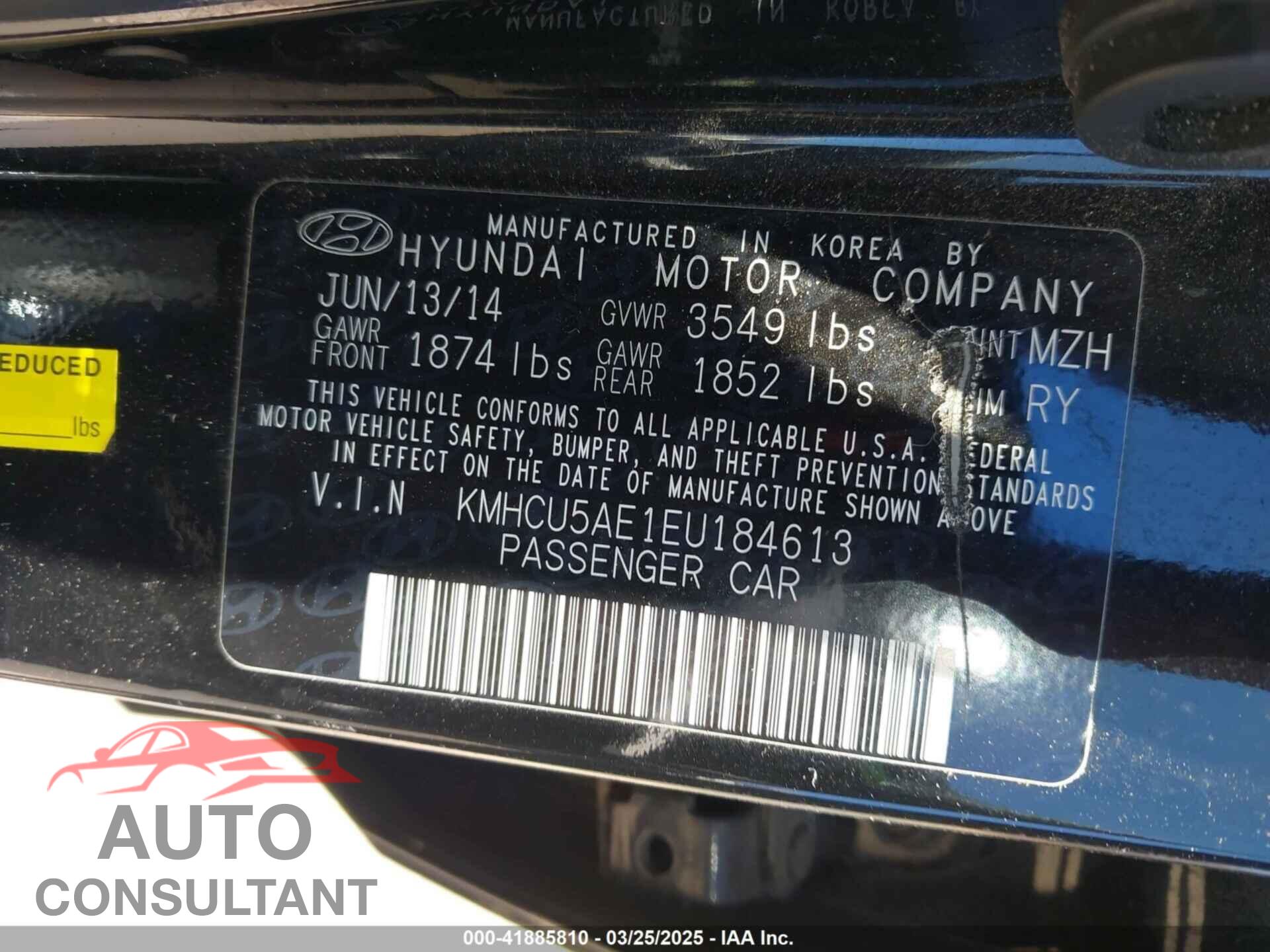 HYUNDAI ACCENT 2014 - KMHCU5AE1EU184613
