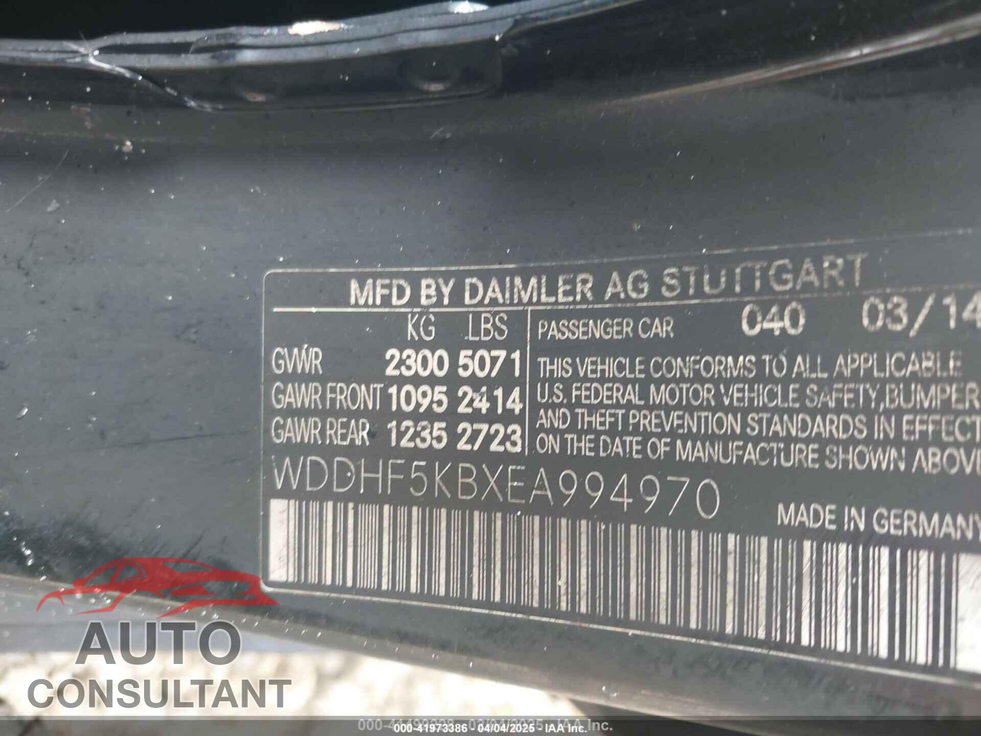 MERCEDES-BENZ E 350 2014 - WDDHF5KBXEA994970