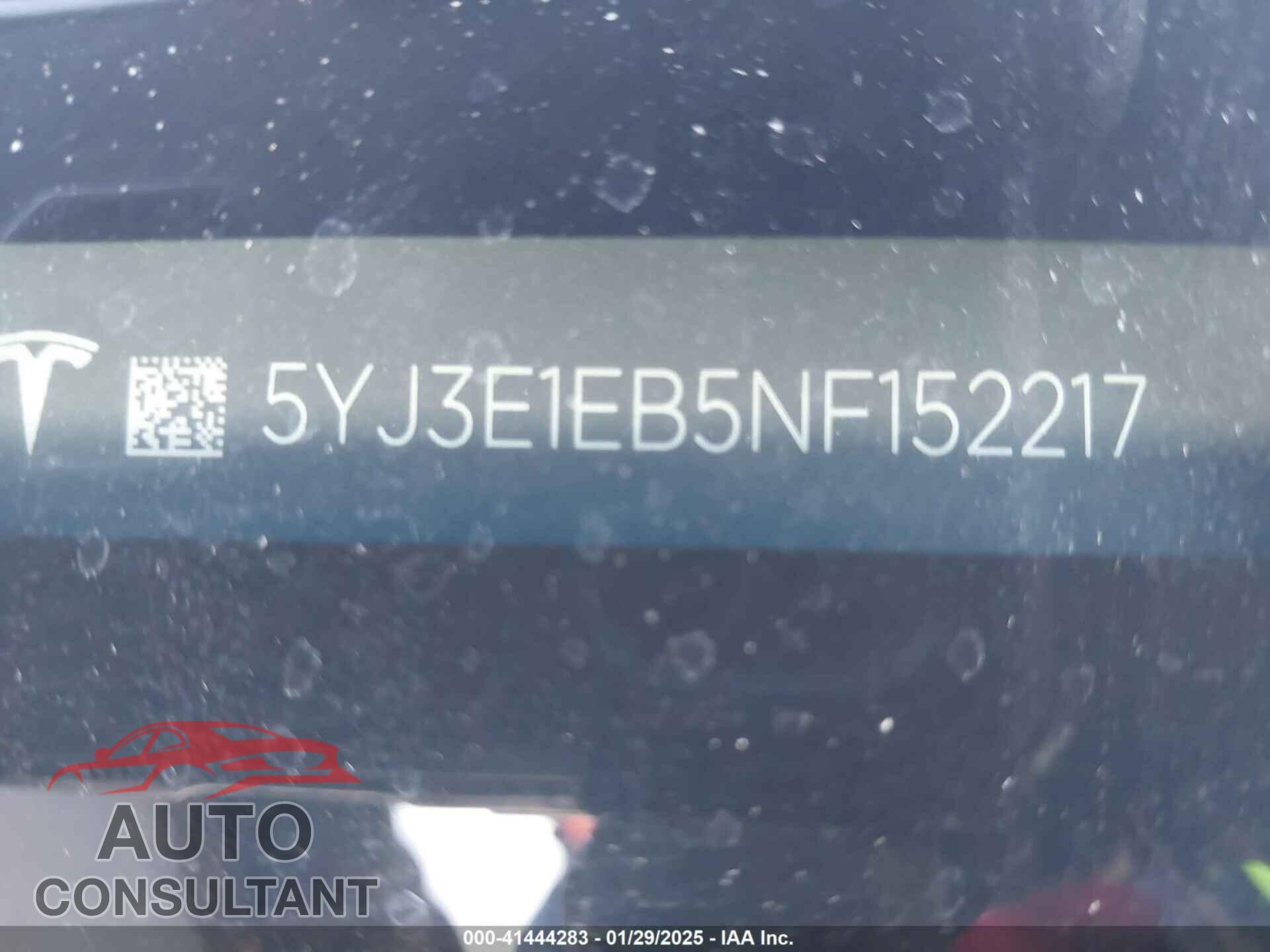 TESLA MODEL 3 2022 - 5YJ3E1EB5NF152217