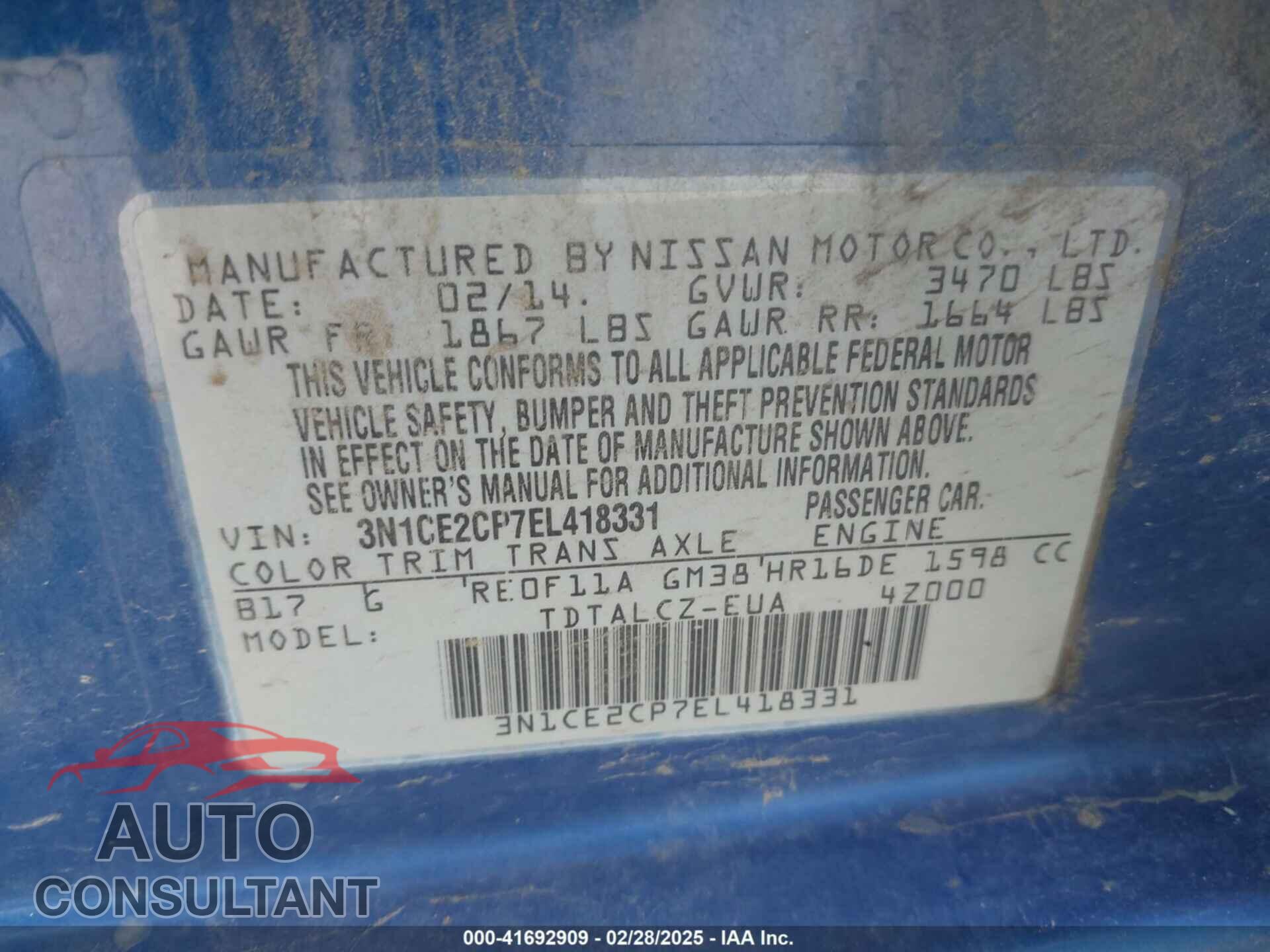 NISSAN VERSA NOTE 2014 - 3N1CE2CP7EL418331