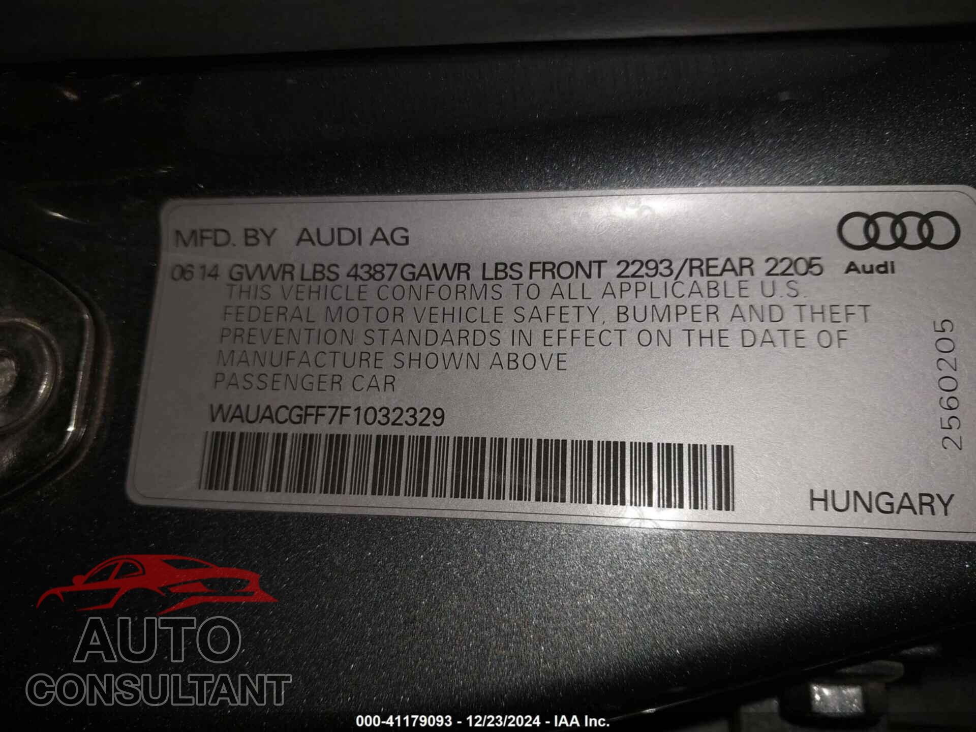 AUDI A3 2015 - WAUACGFF7F1032329