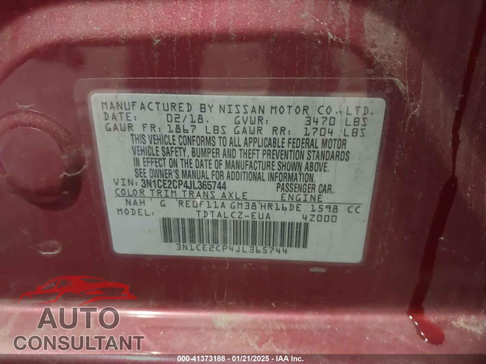 NISSAN VERSA NOTE 2018 - 3N1CE2CP4JL365744