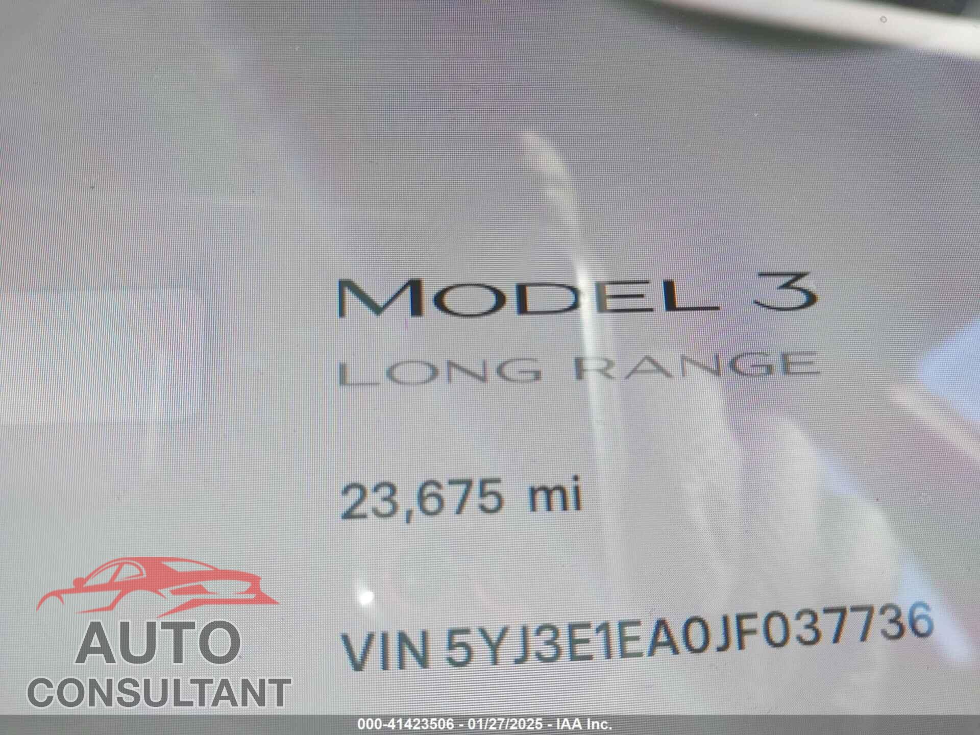 TESLA MODEL 3 2018 - 5YJ3E1EA0JF037736