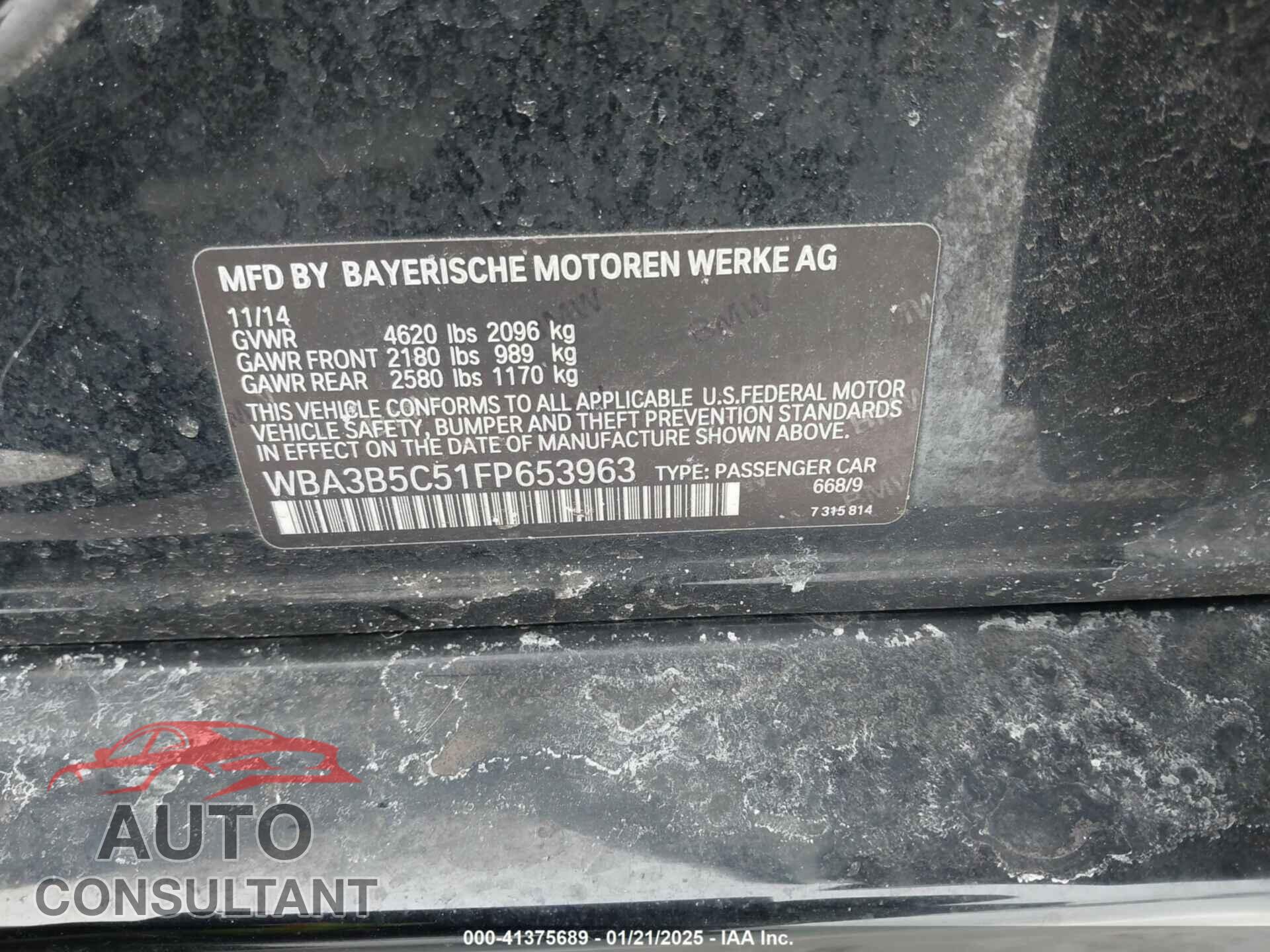 BMW 328I 2015 - WBA3B5C55FP553963