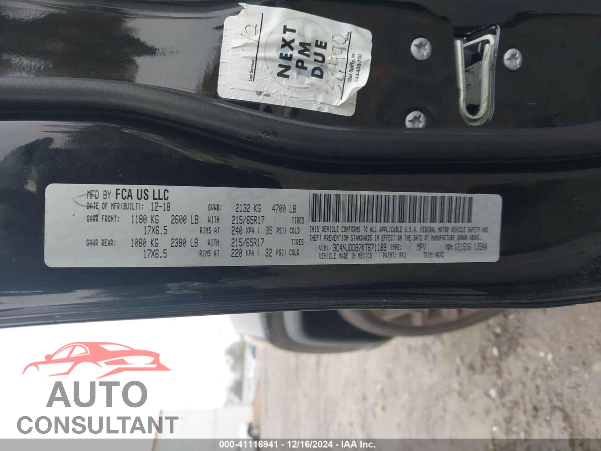 JEEP COMPASS 2019 - 3C4NJDDB7KT671189