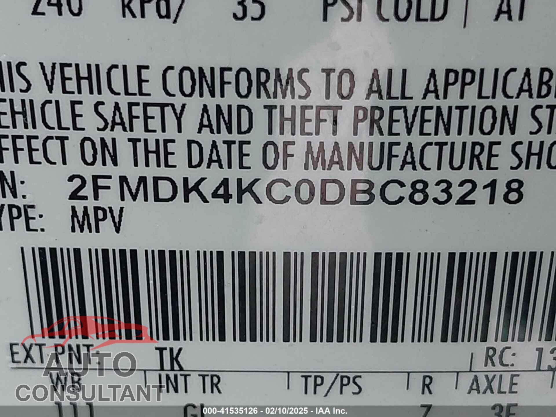 FORD EDGE 2013 - 2FMDK4KC0DBC83218