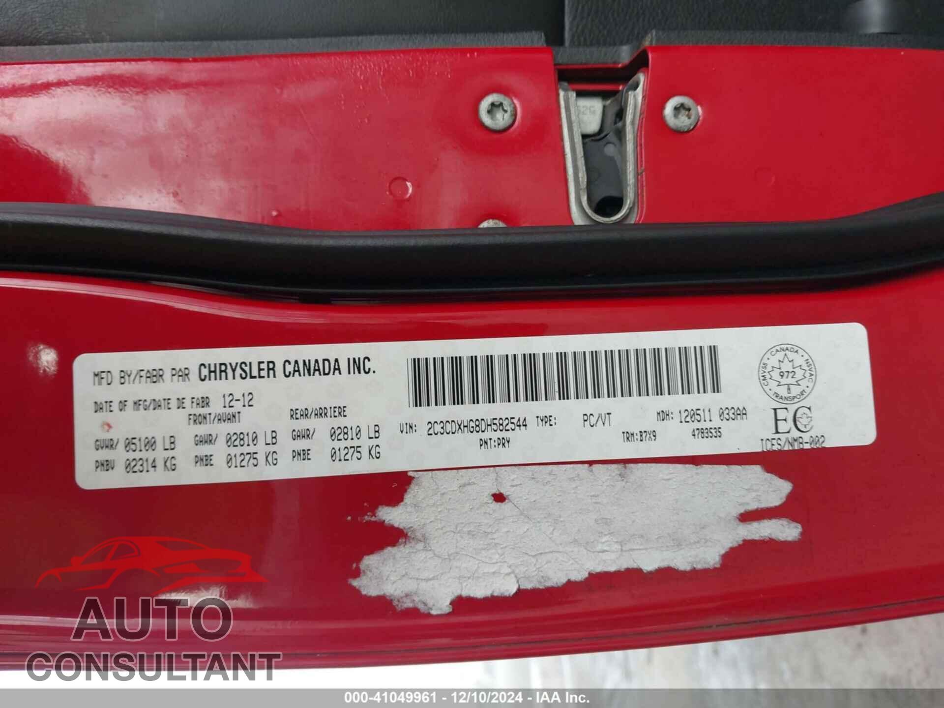 DODGE CHARGER 2013 - 2C3CDXHG8DH582544