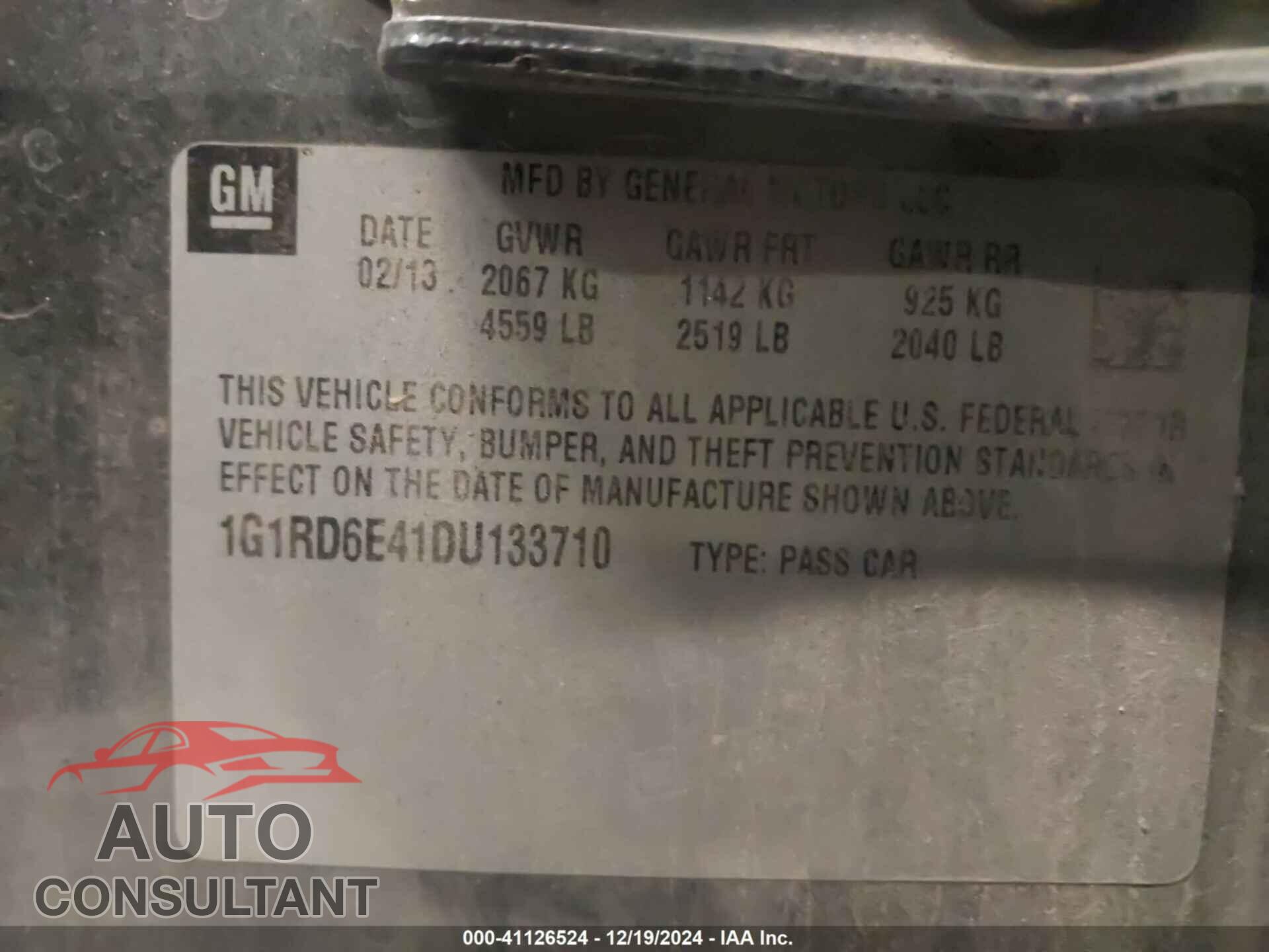 CHEVROLET VOLT 2013 - 1G1RD6E41DU133710