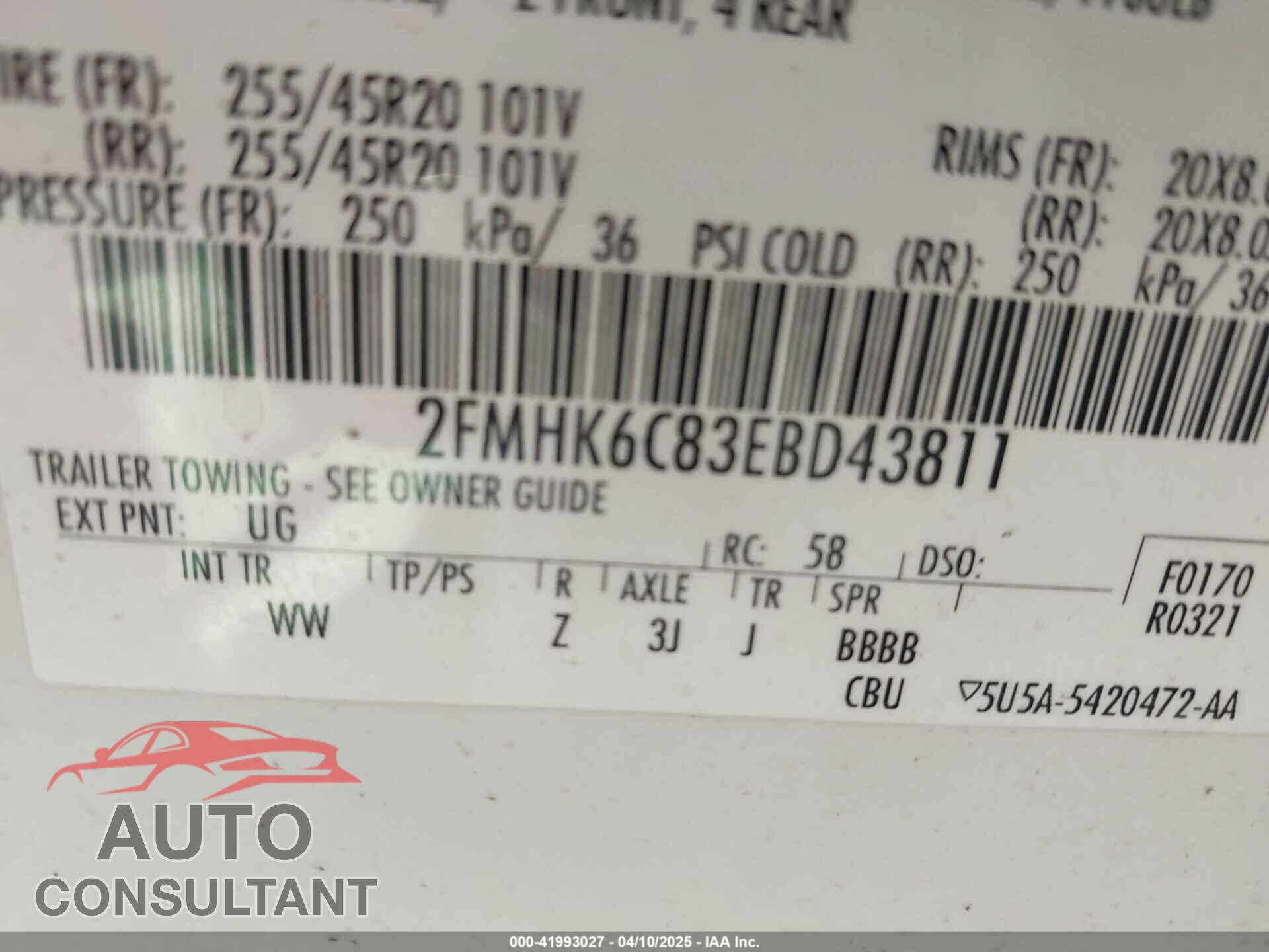 FORD FLEX 2014 - 2FMHK6C83EBD43811