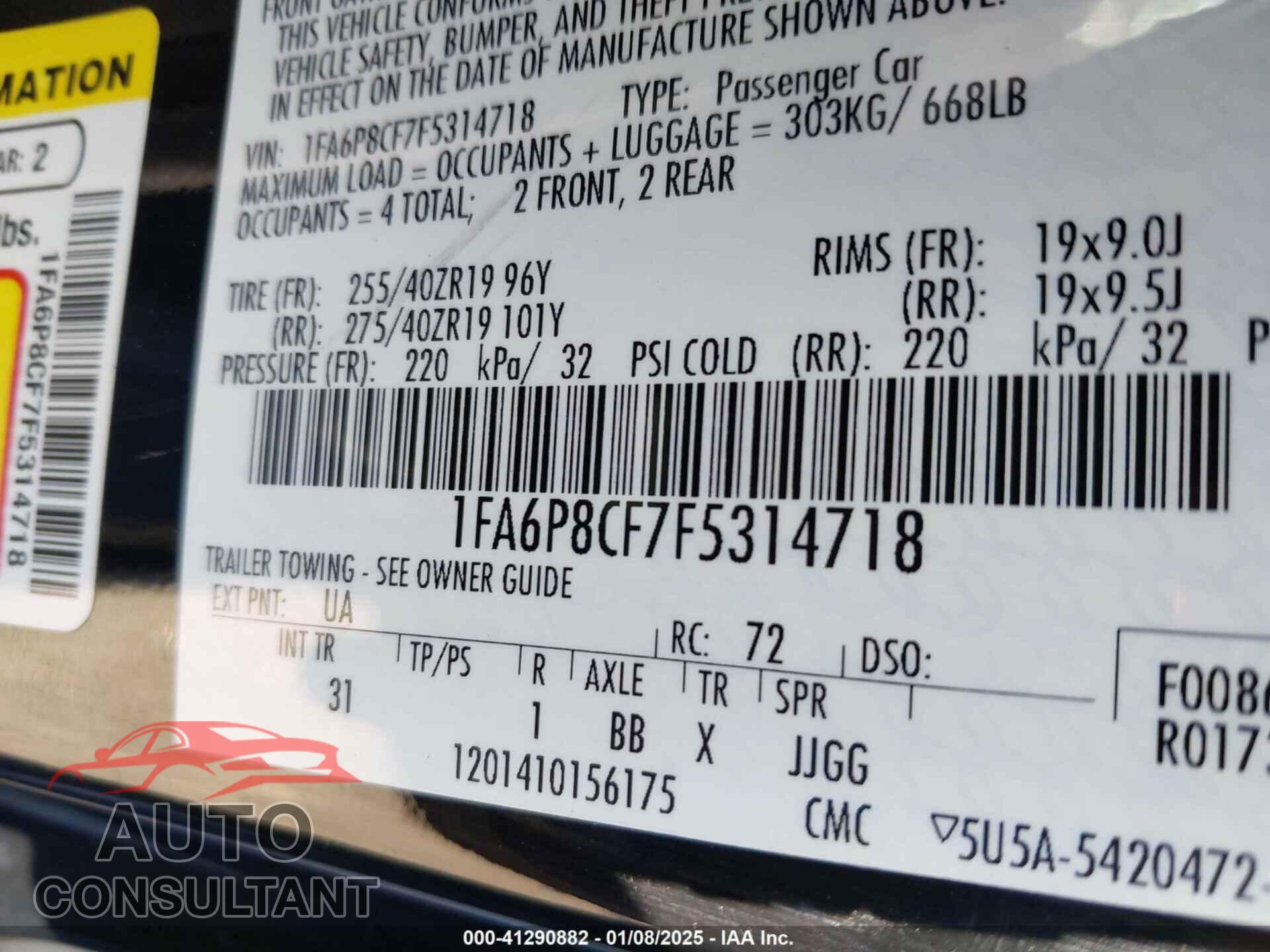 FORD MUSTANG 2015 - 1FA6P8CF7F5314718
