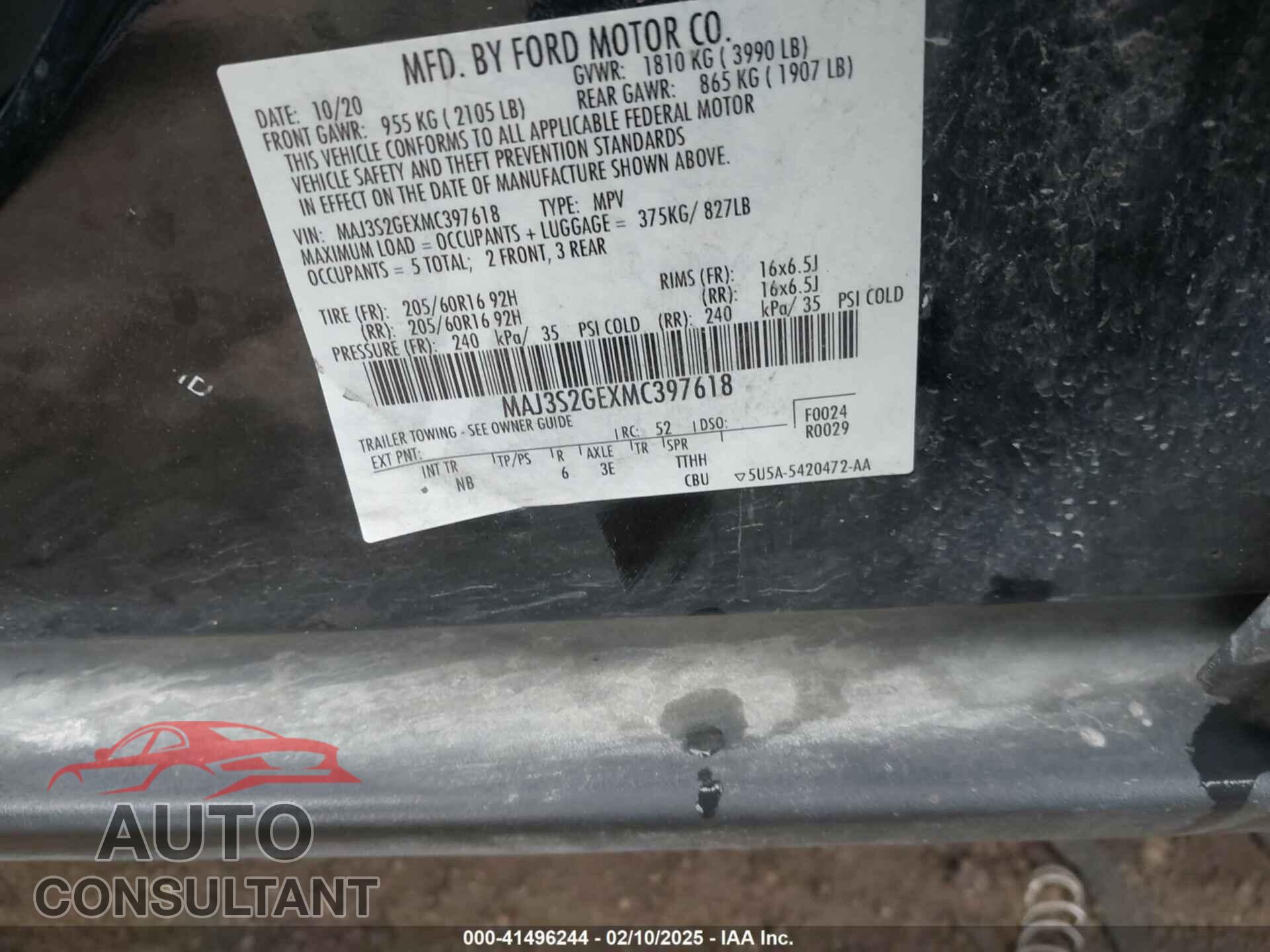 FORD ECOSPORT 2021 - MAJ3S2GEXMC397618