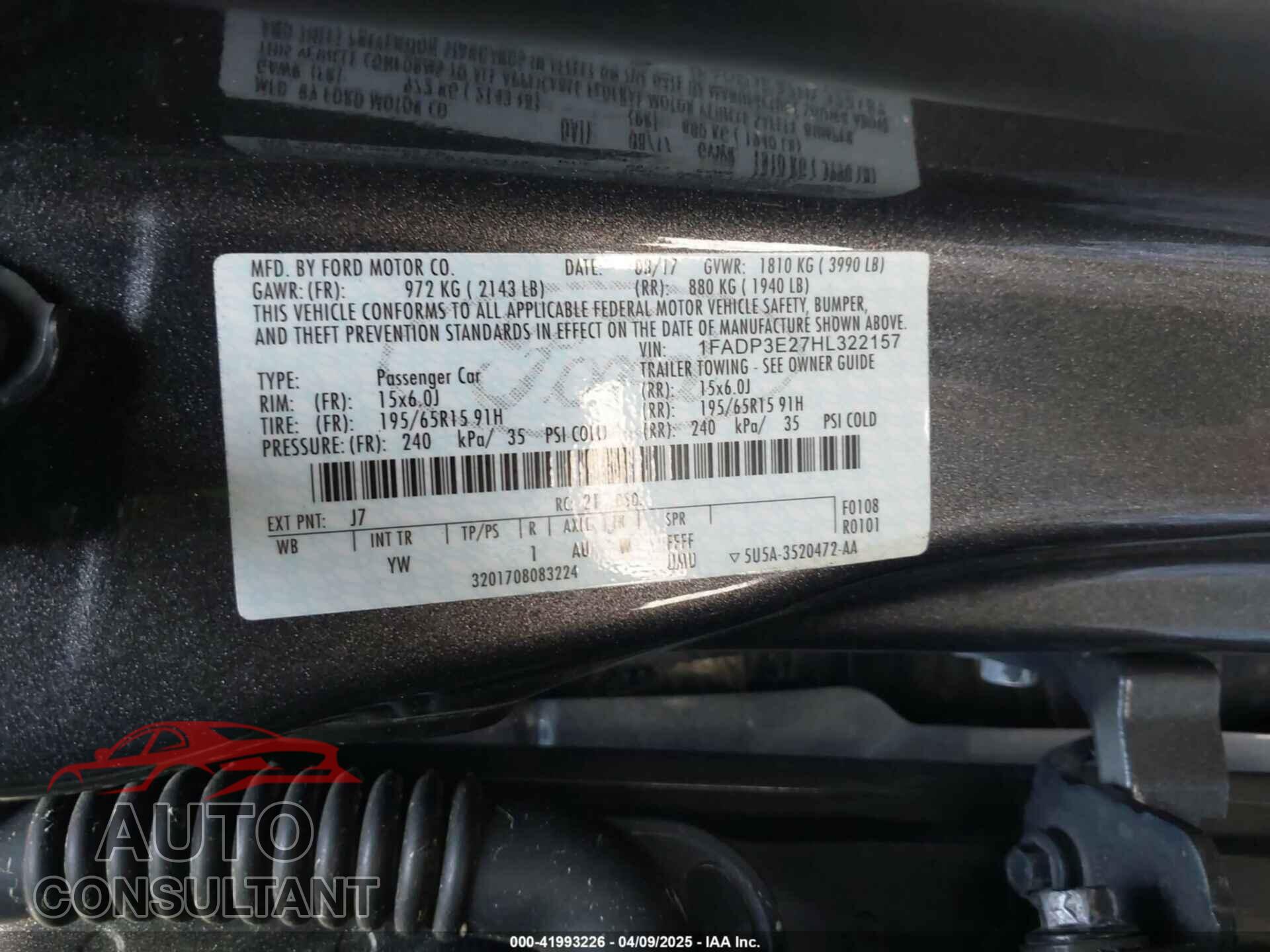 FORD FOCUS 2017 - 1FADP3E27HL322157
