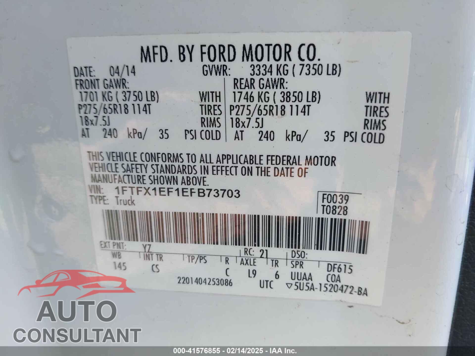 FORD F-150 2014 - 1FTFX1EF1EFB73703