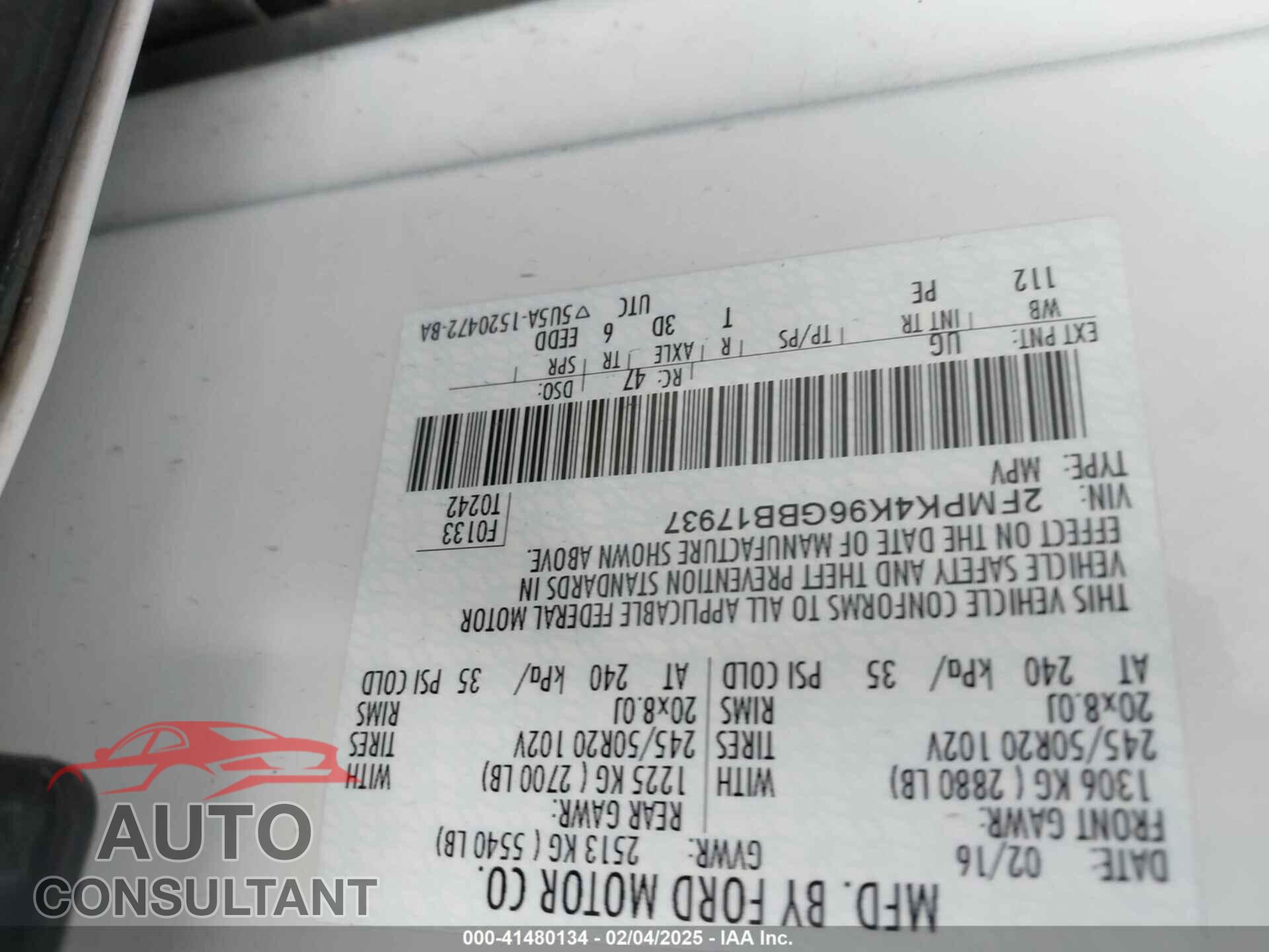 FORD EDGE 2016 - 2FMPK4K96GBB17937