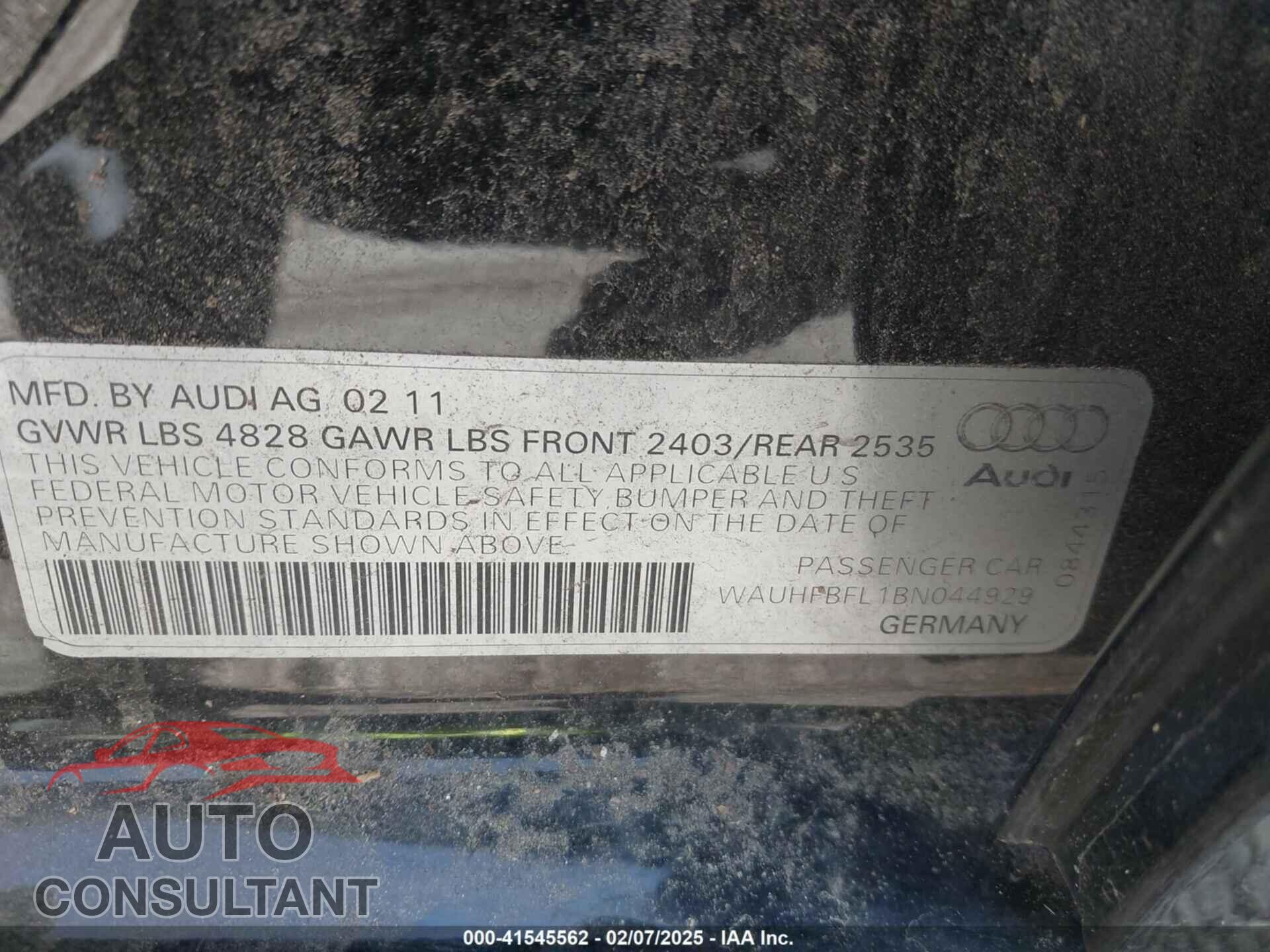 AUDI A4 2011 - WAUHFBFL1BN044929