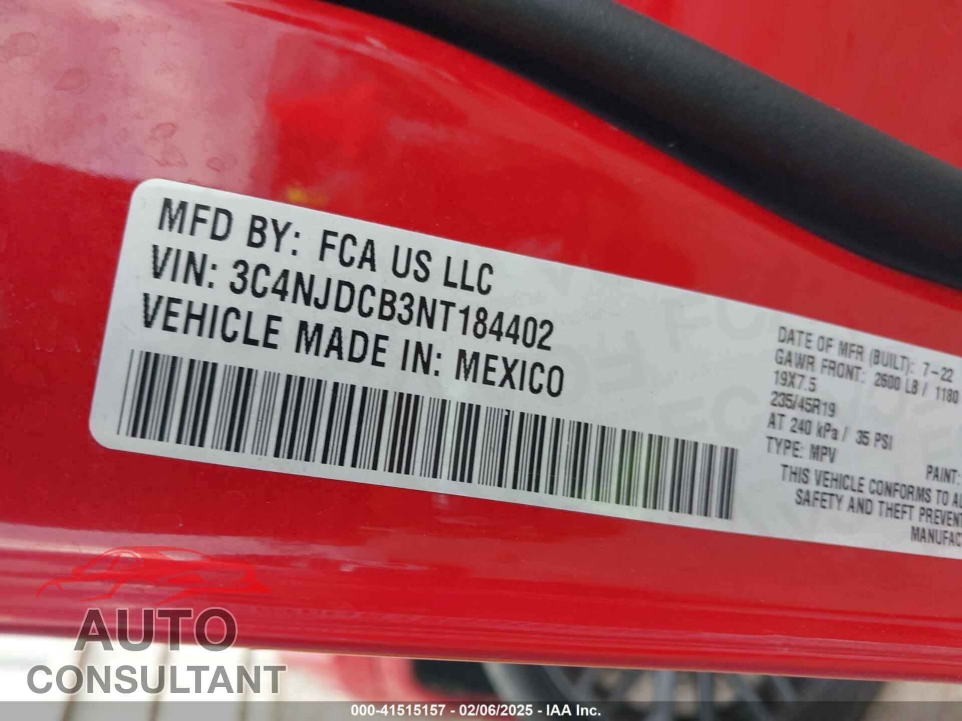 JEEP COMPASS 2022 - 3C4NJDCB3NT184402