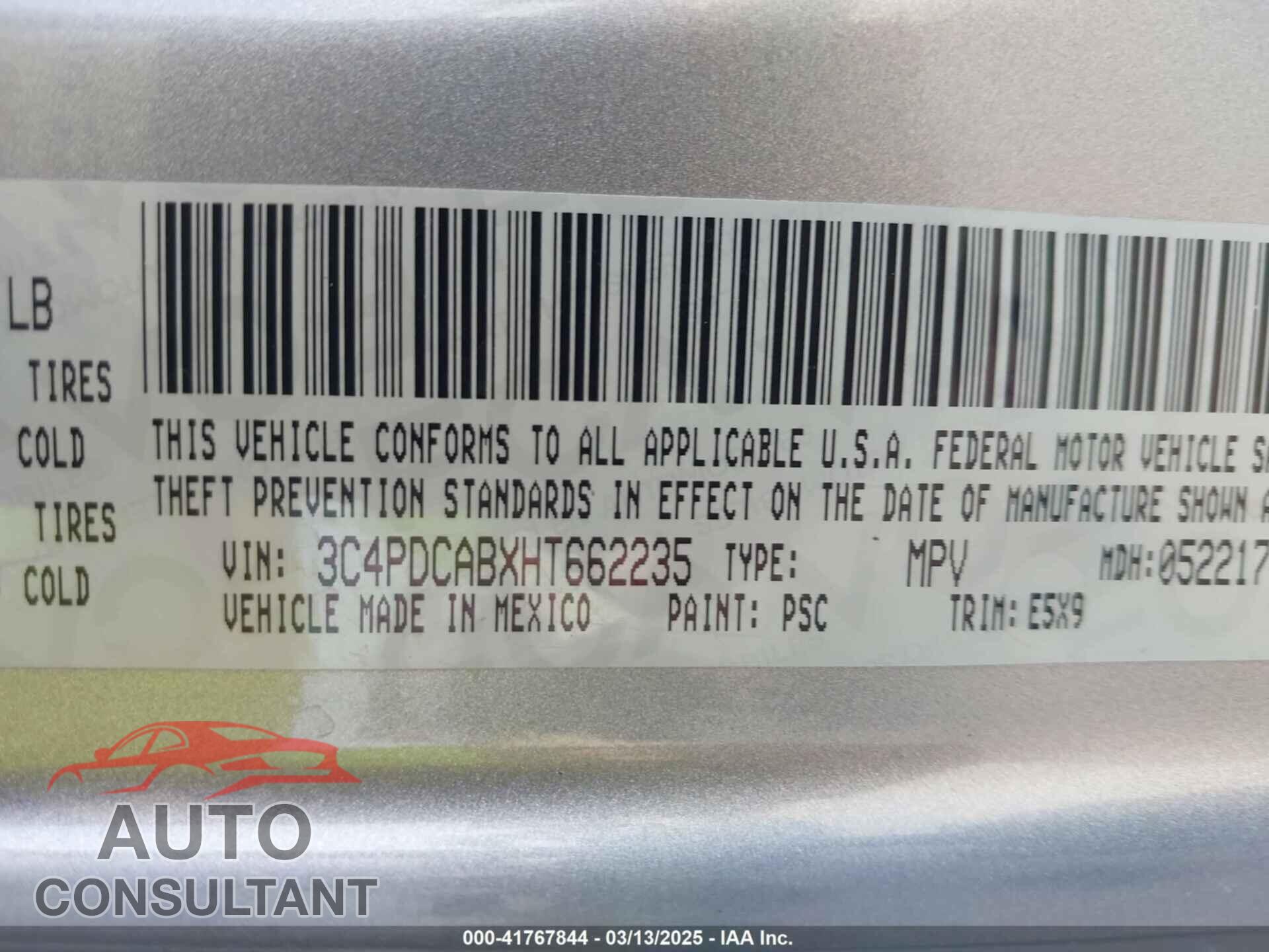 DODGE JOURNEY 2017 - 3C4PDCABXHT662235