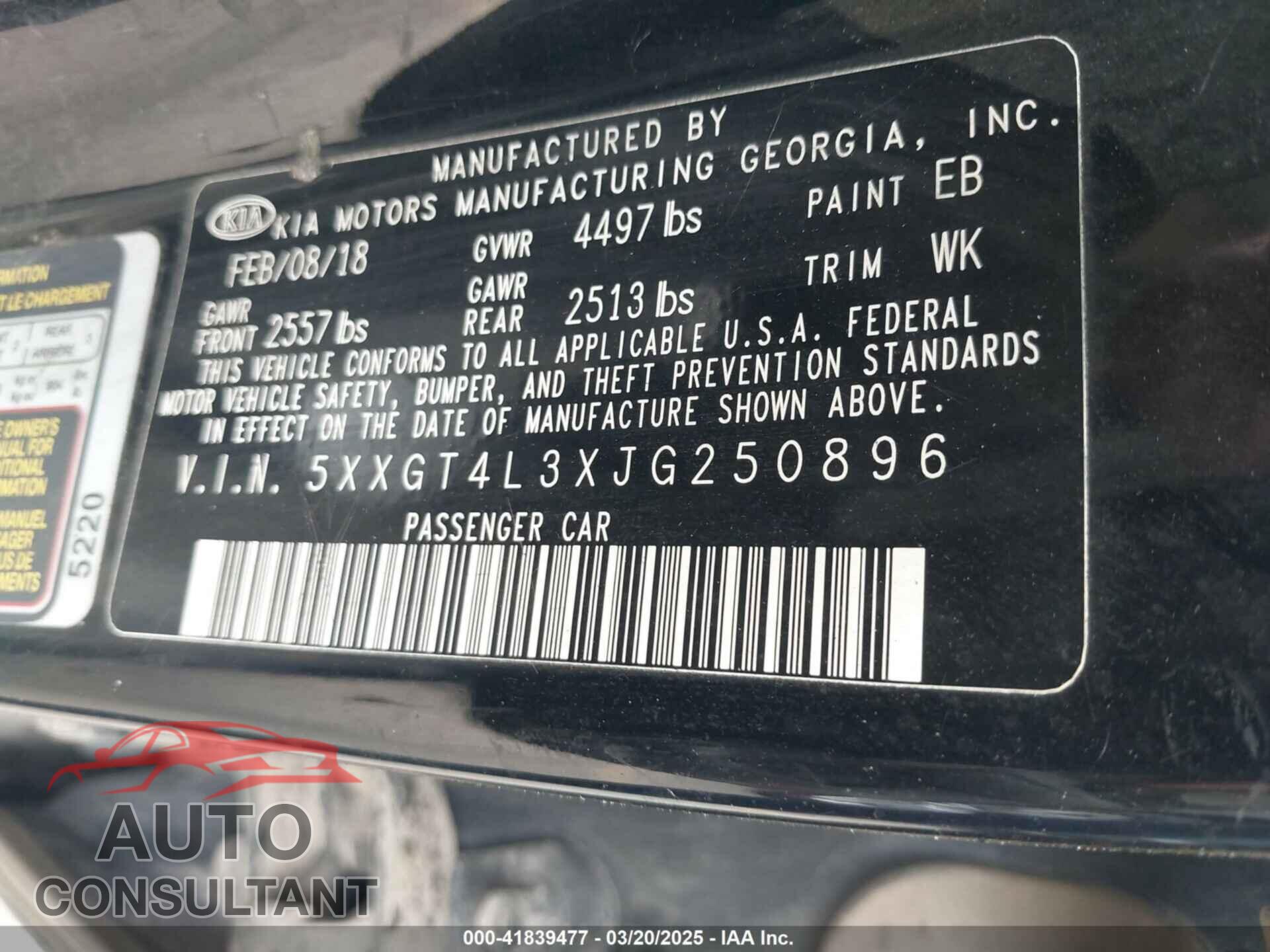 KIA OPTIMA 2018 - 5XXGT4L3XJG250896