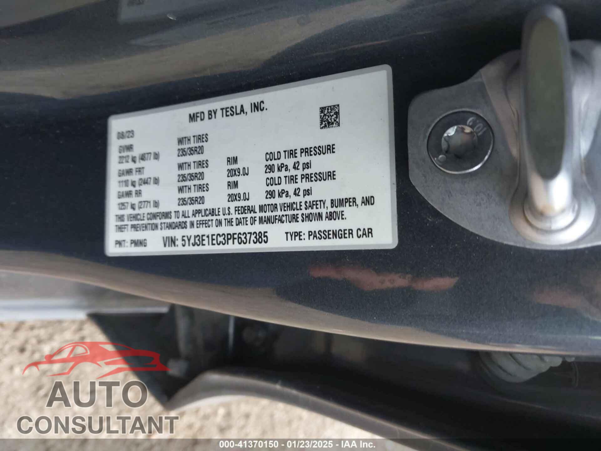 TESLA MODEL 3 2023 - 5YJ3E1EC3PF637385