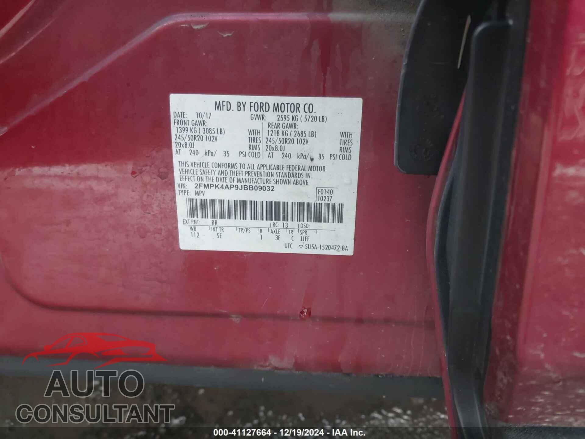 FORD EDGE 2018 - 2FMPK4AP9JBB09032