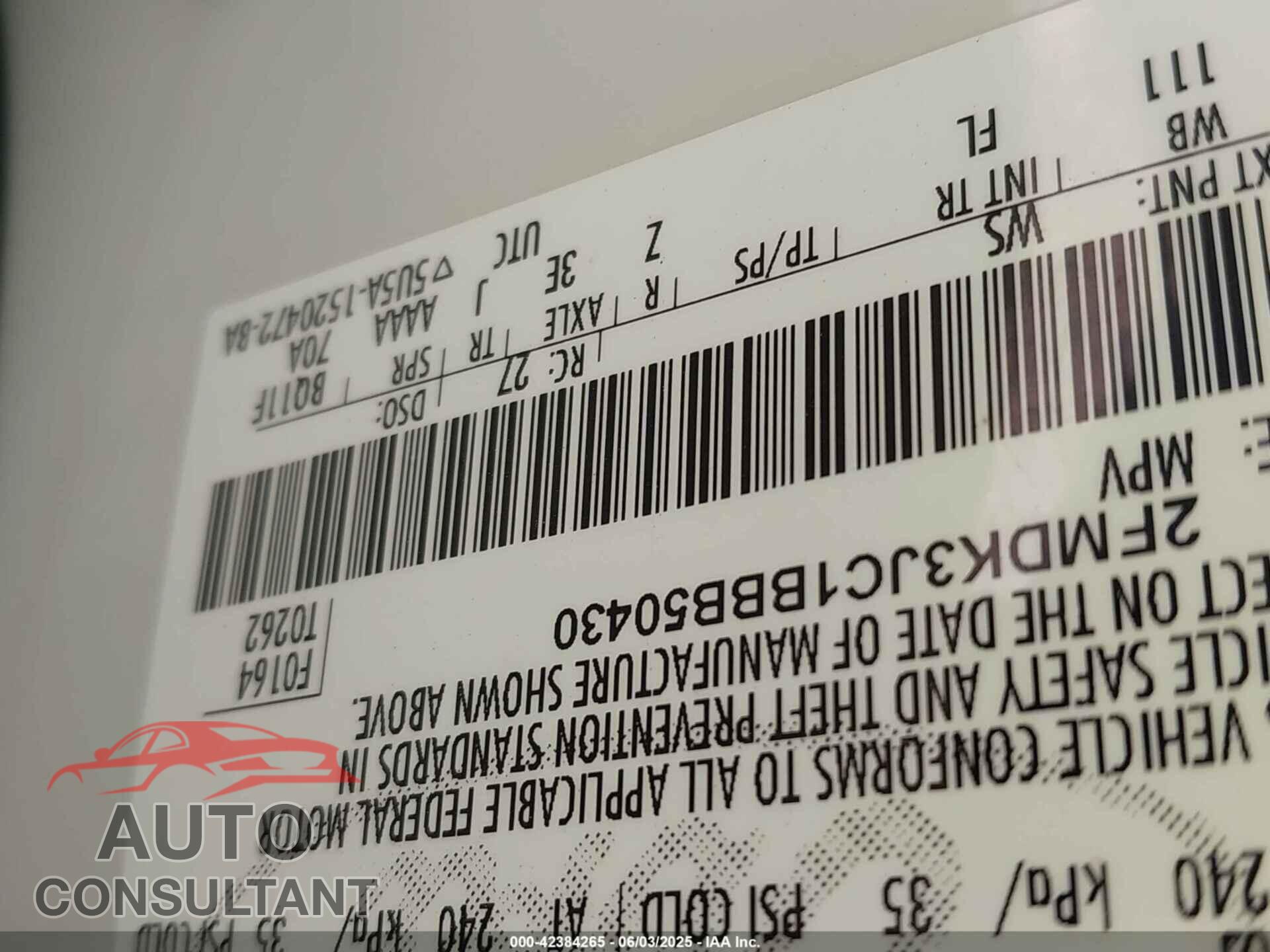 FORD EDGE 2011 - 2FMDK3JC1BBB50430