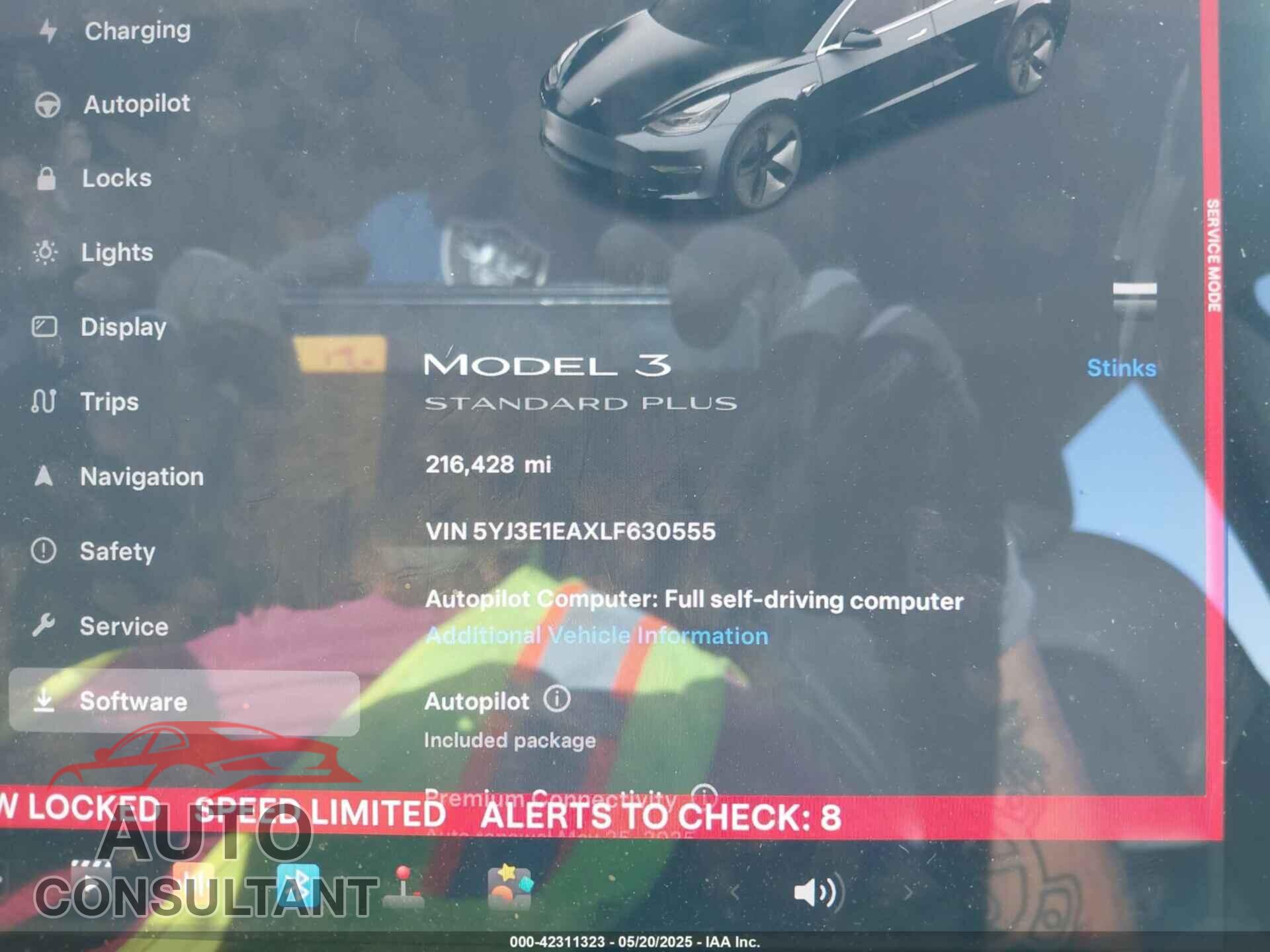 TESLA MODEL 3 2020 - 5YJ3E1EAXLF630555