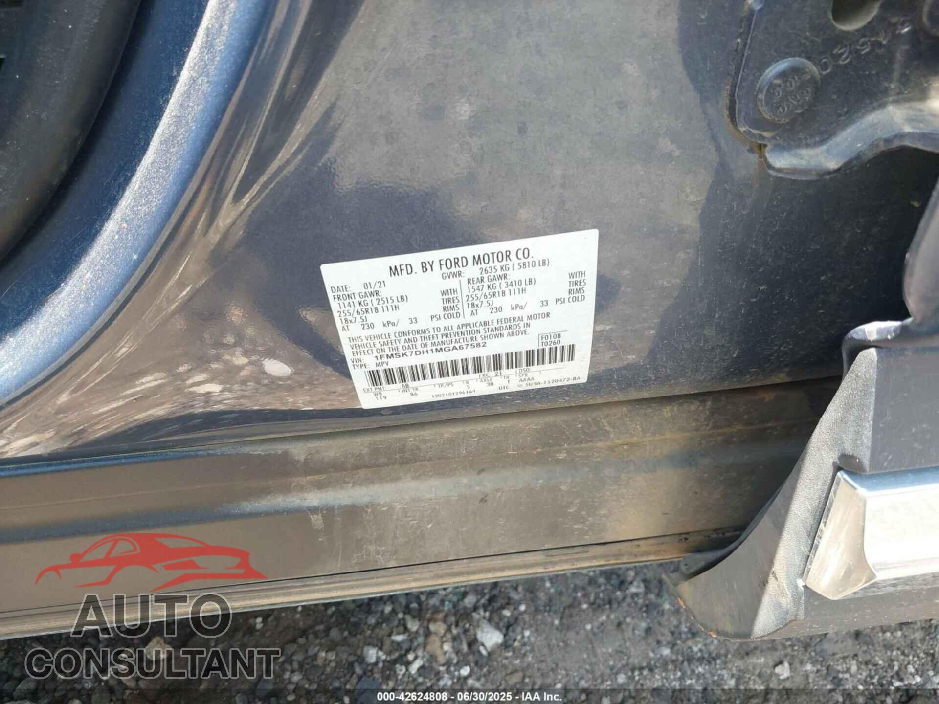 FORD EXPLORER 2021 - 1FMSK7DH1MGA67582