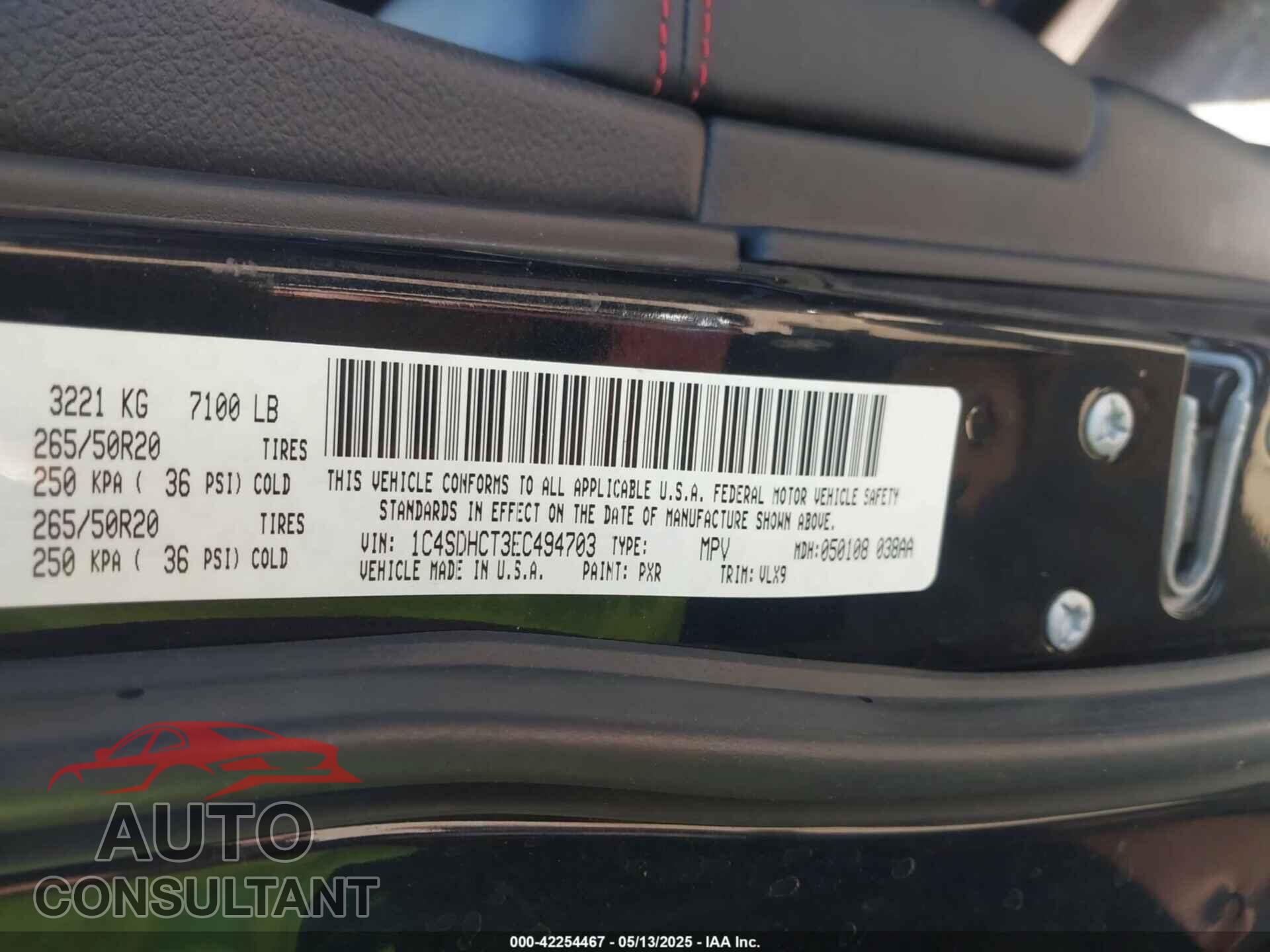 DODGE DURANGO 2014 - 1C4SDHCT3EC494703