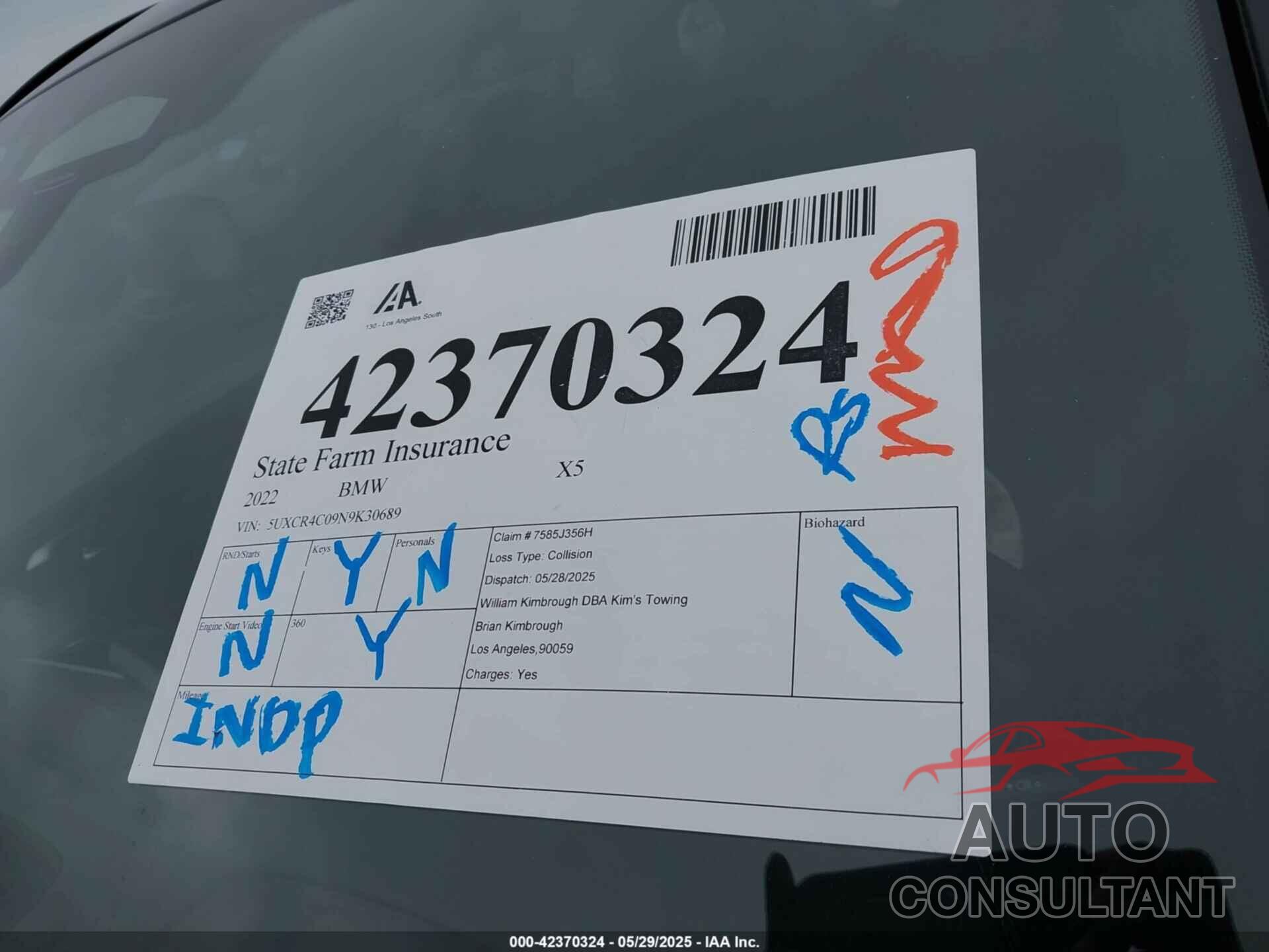 BMW X5 2022 - 5UXCR4C09N9K30689