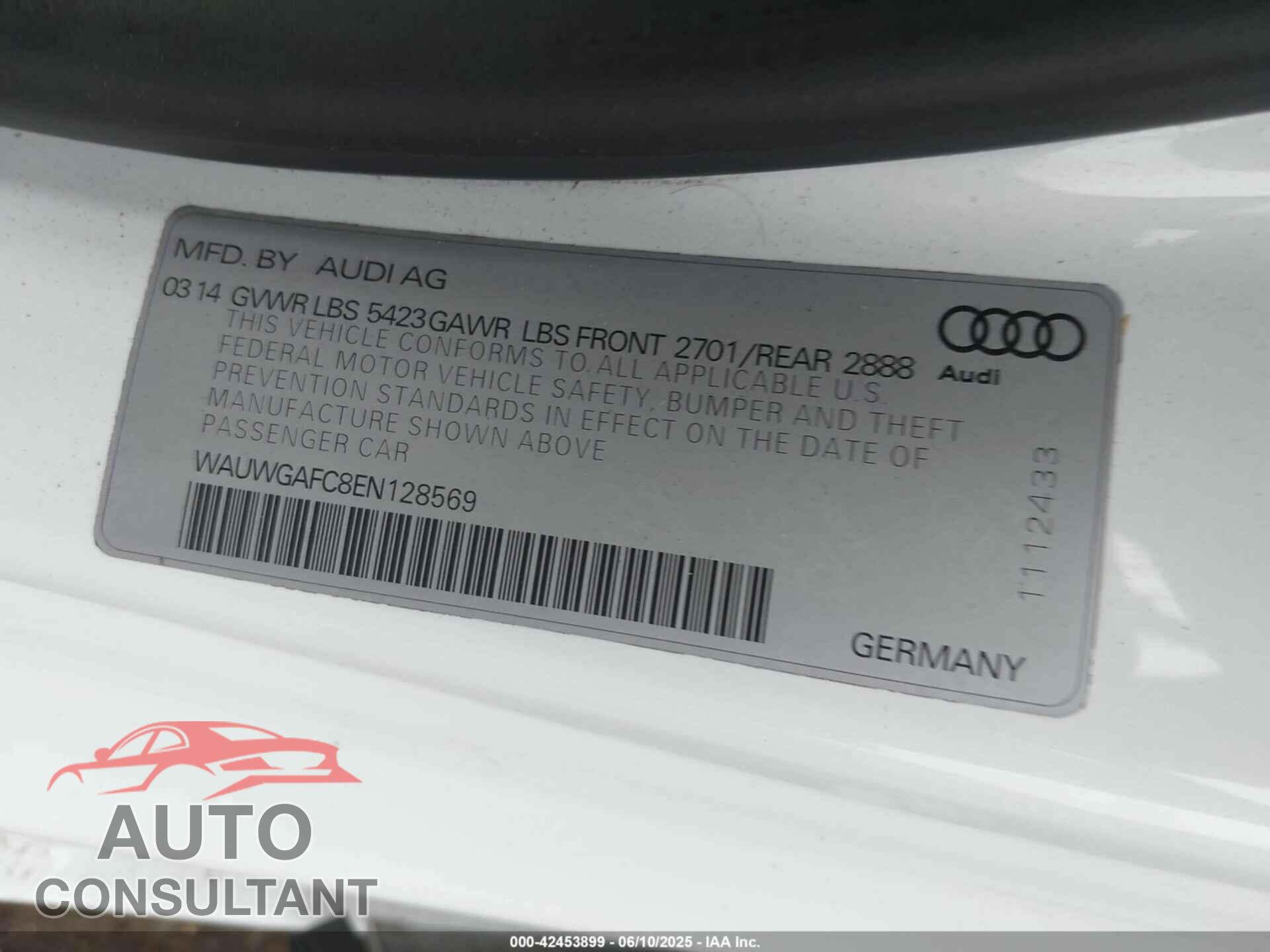 AUDI A7 2014 - WAUWGAFC8EN128569