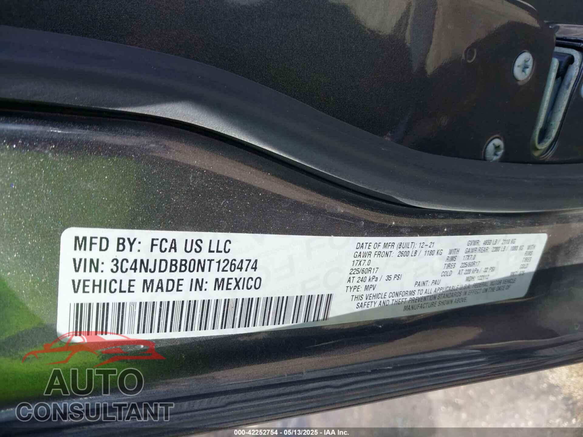 JEEP COMPASS 2022 - 3C4NJDBB0NT126474