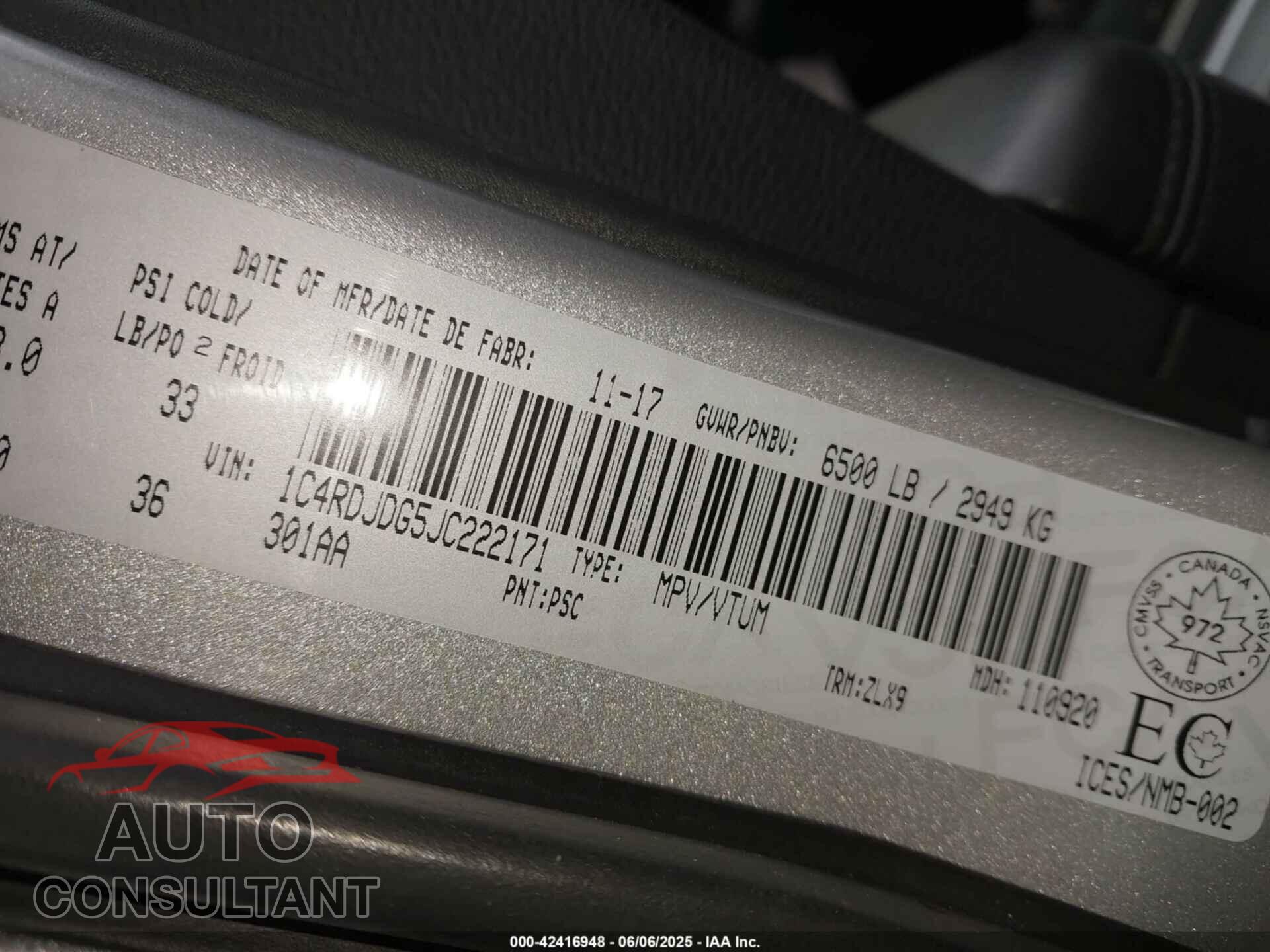 DODGE DURANGO 2018 - 1C4RDJDG5JC222171