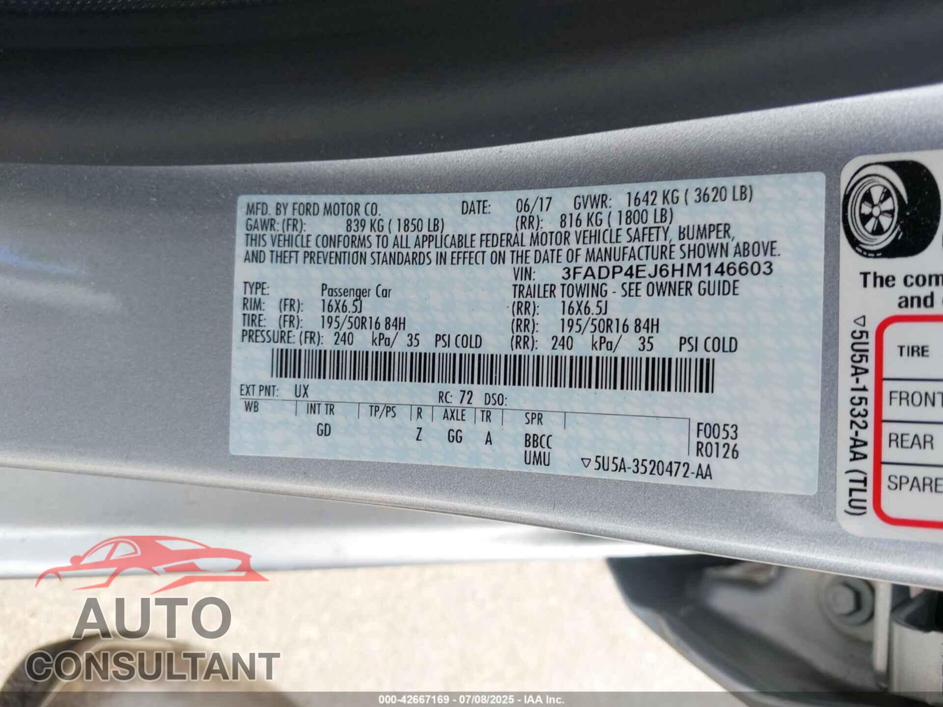 FORD FIESTA 2017 - 3FADP4EJ6HM146603