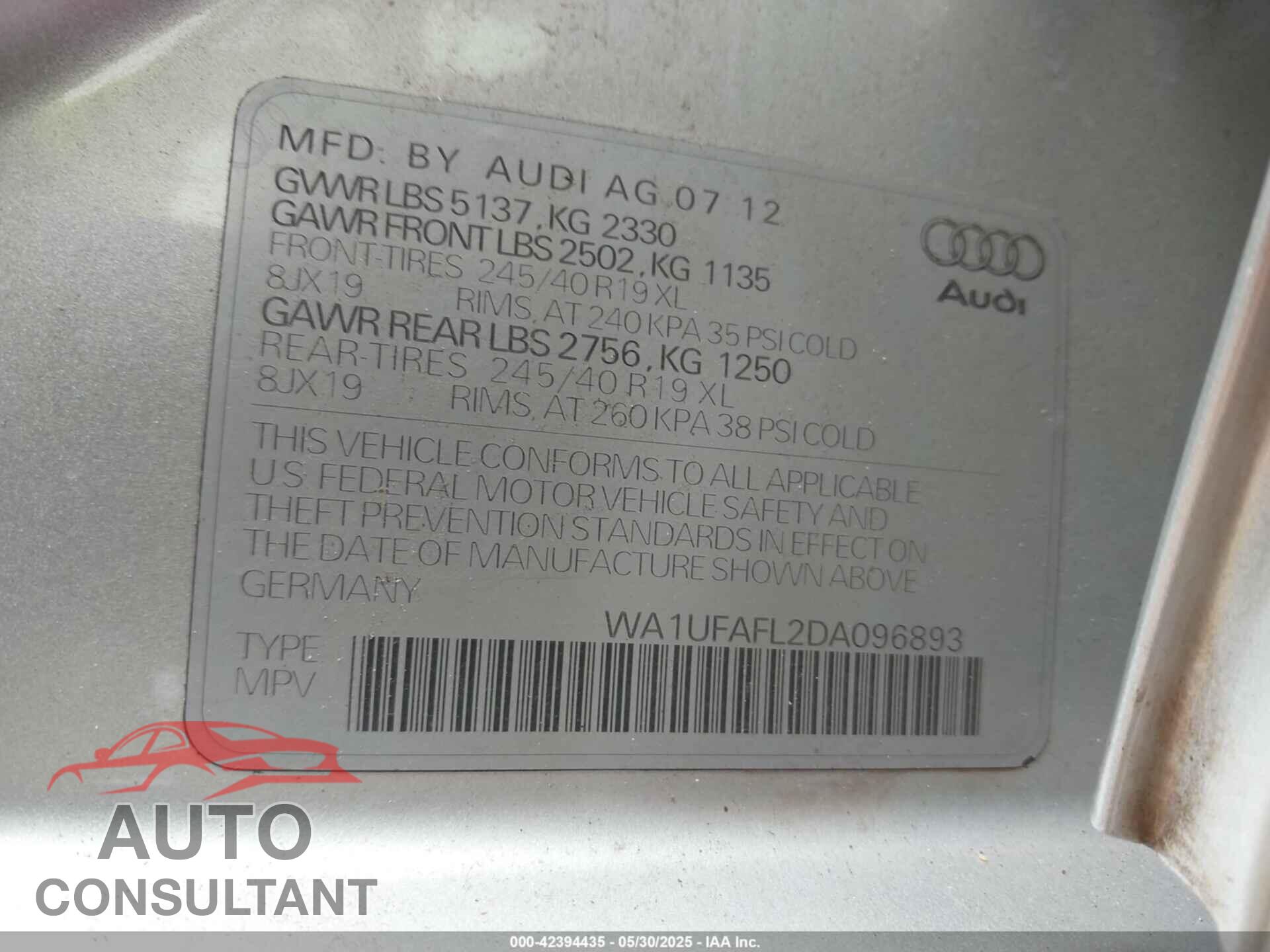AUDI ALLROAD 2013 - WA1UFAFL2DA096893