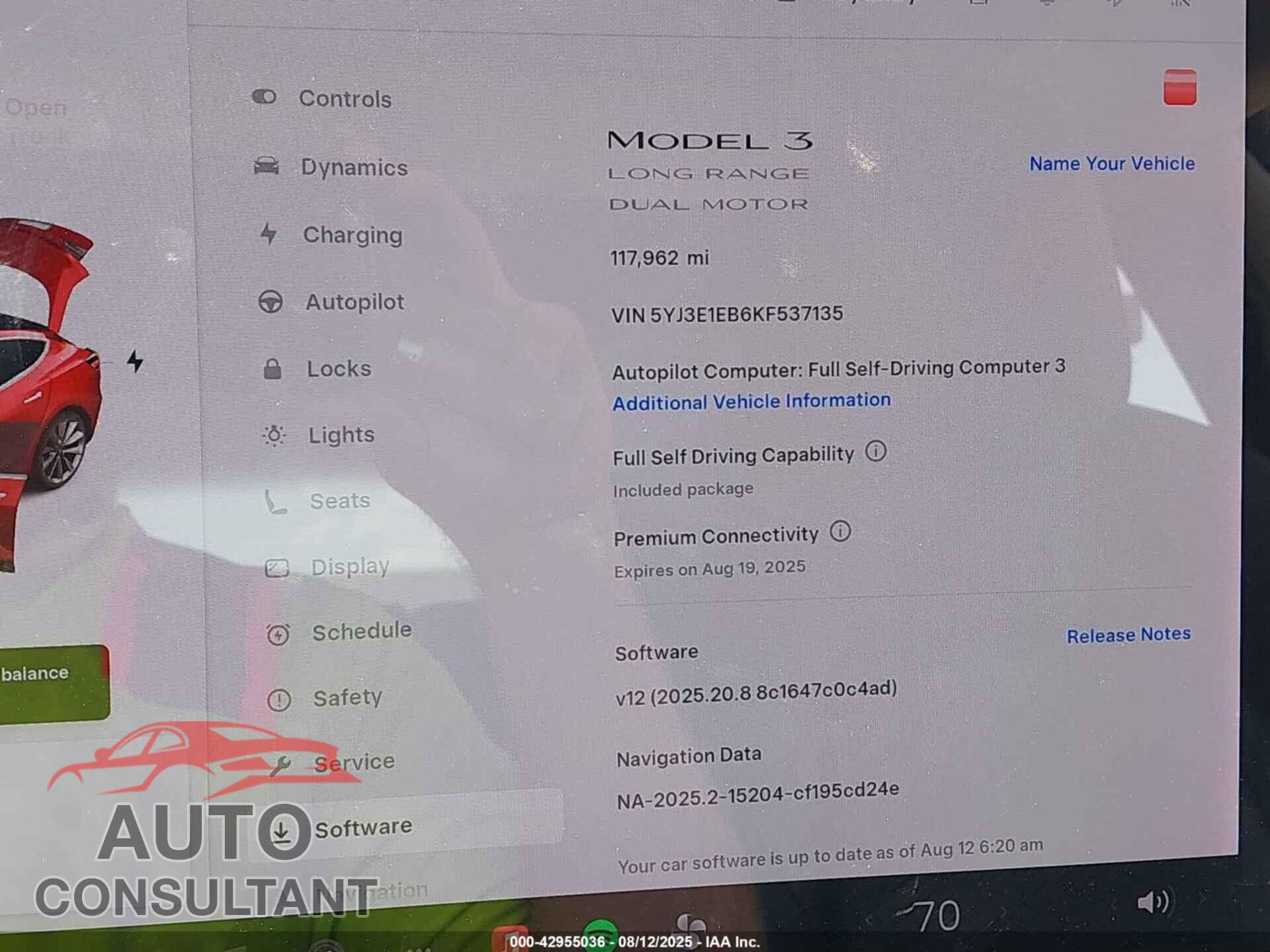 TESLA MODEL 3 2019 - 5YJ3E1EB6KF537135