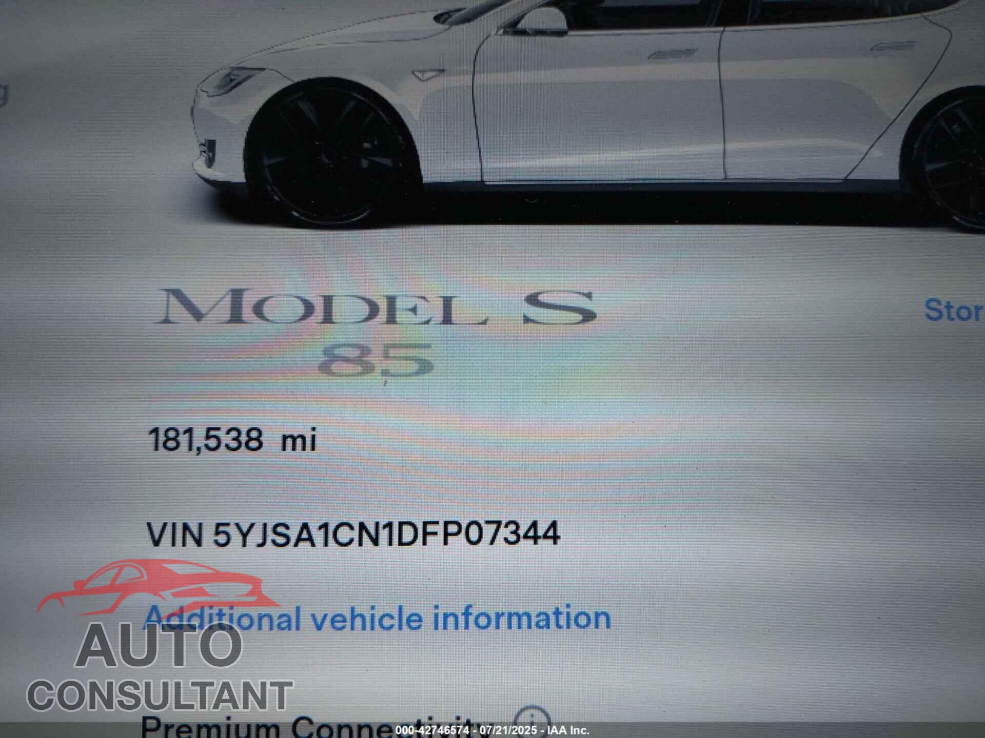TESLA MODEL S 2013 - 5YJSA1CN1DFP07344