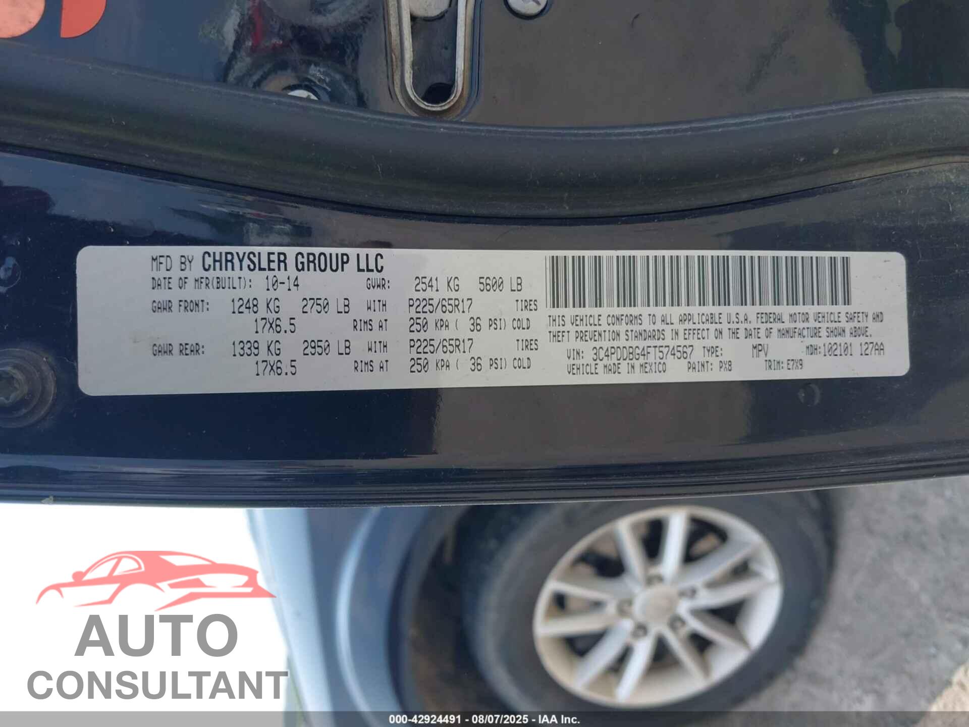 DODGE JOURNEY 2015 - 3C4PDDBG4FT574567